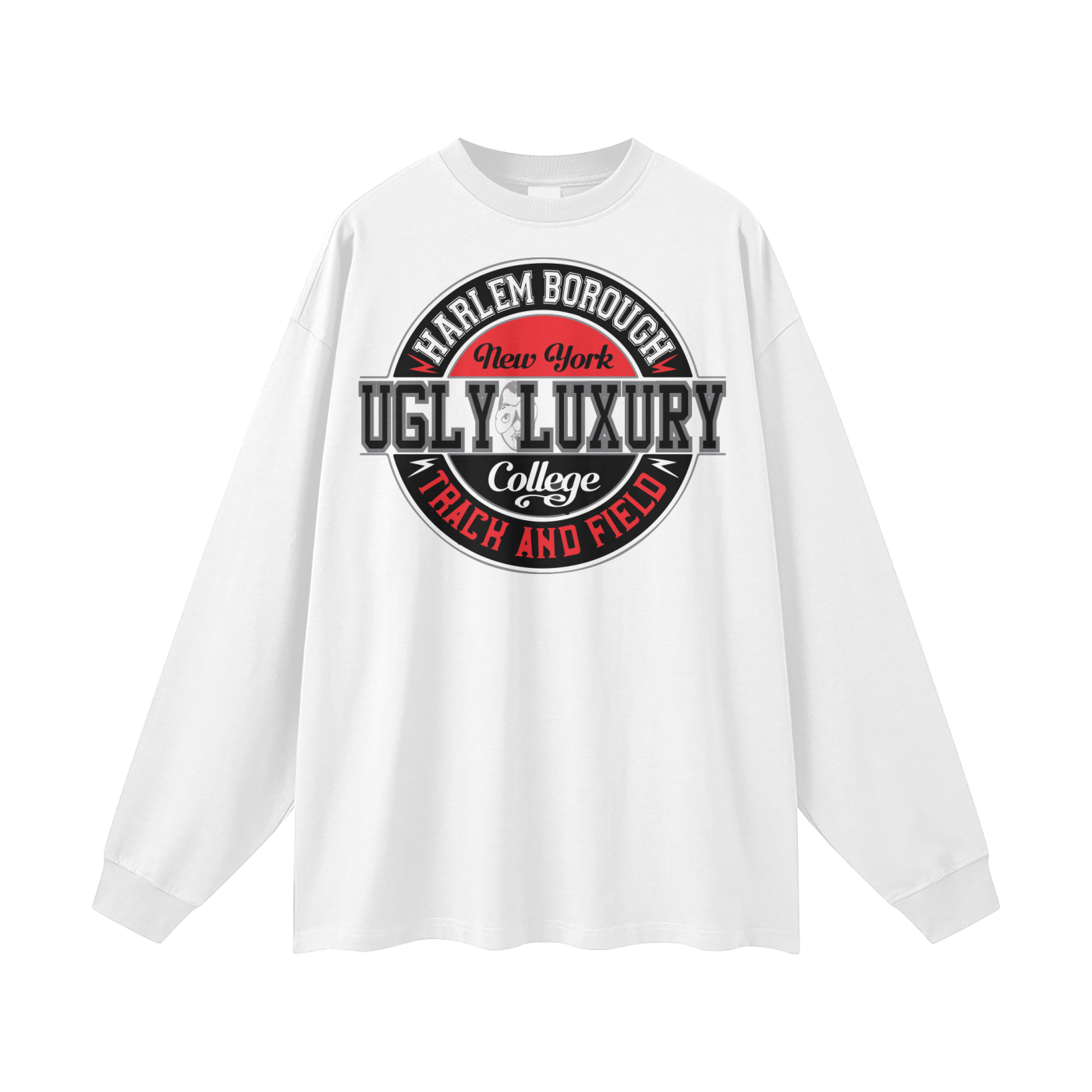 UGLY HARLEM B. Streetwear Unisex 305G FOG 100% Cotton Long Sleeve Tee