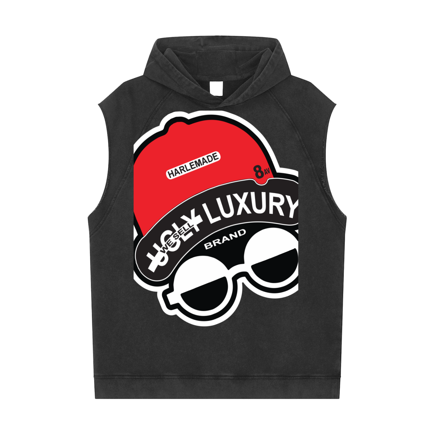 UGLY LUXURY BRAND GUNS Snow Washed Sleeveless Hoodie