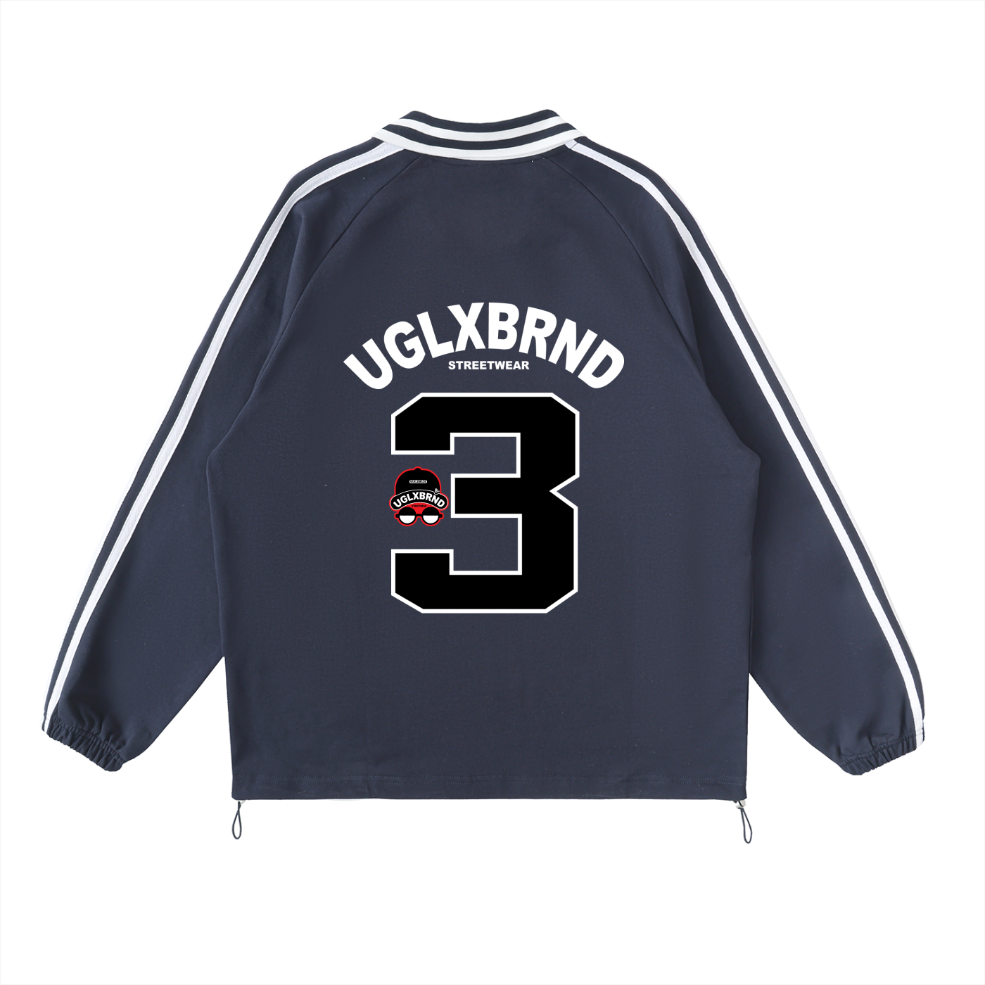 UGLXBRND&CO. Contrast Striped Lapel Collar Sweatshirt