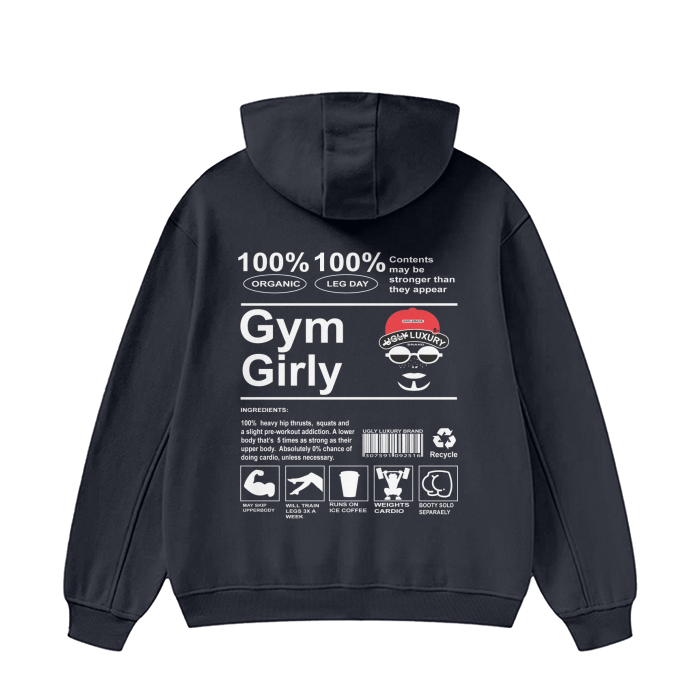 GYM GIRL B. High Neck Insulated FOG Solid Color Fleece Hoodie - 385 GSM