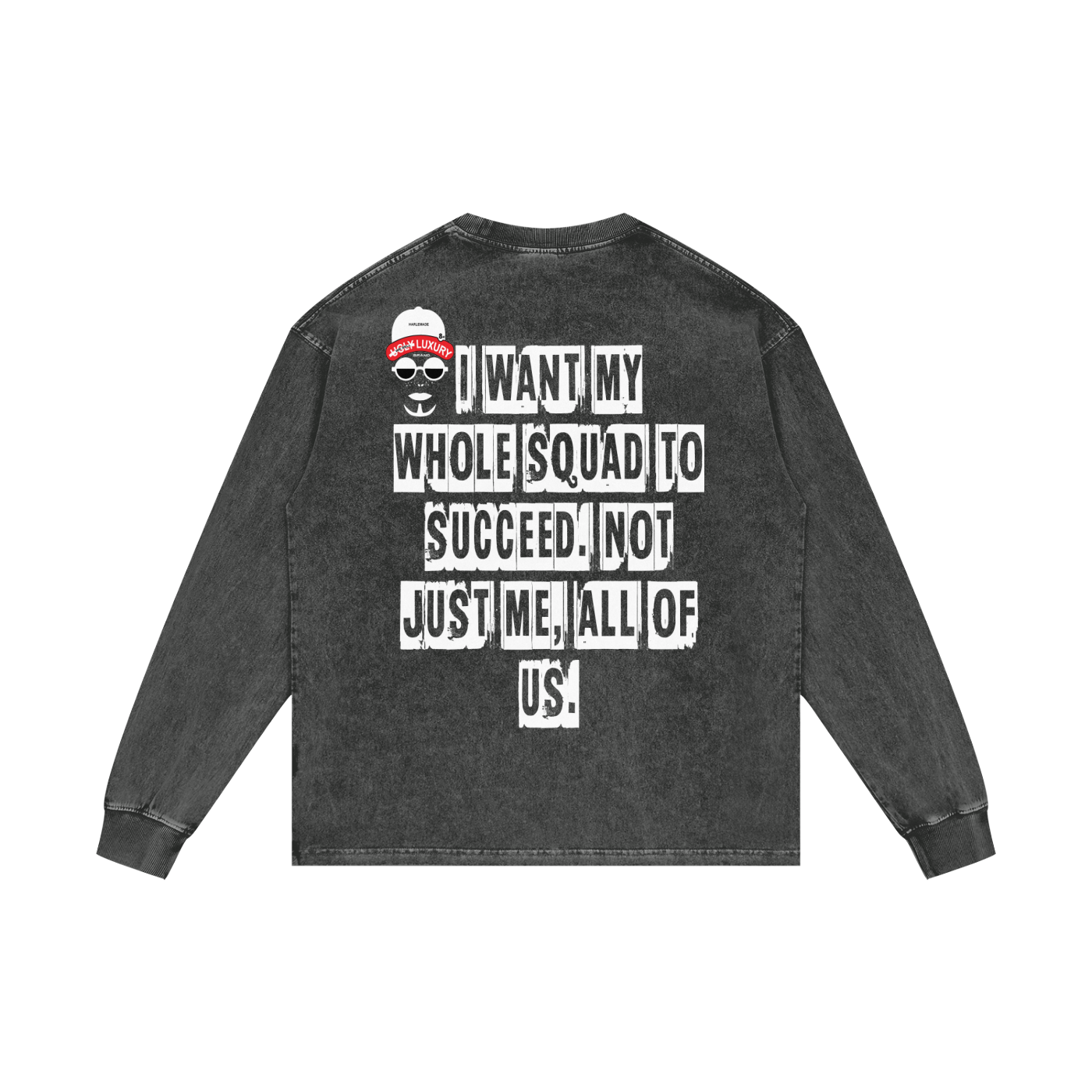 I WANT MY WHOLE Acid Wash Oversize Long Sleeve T-Shirt - 250 GSM
