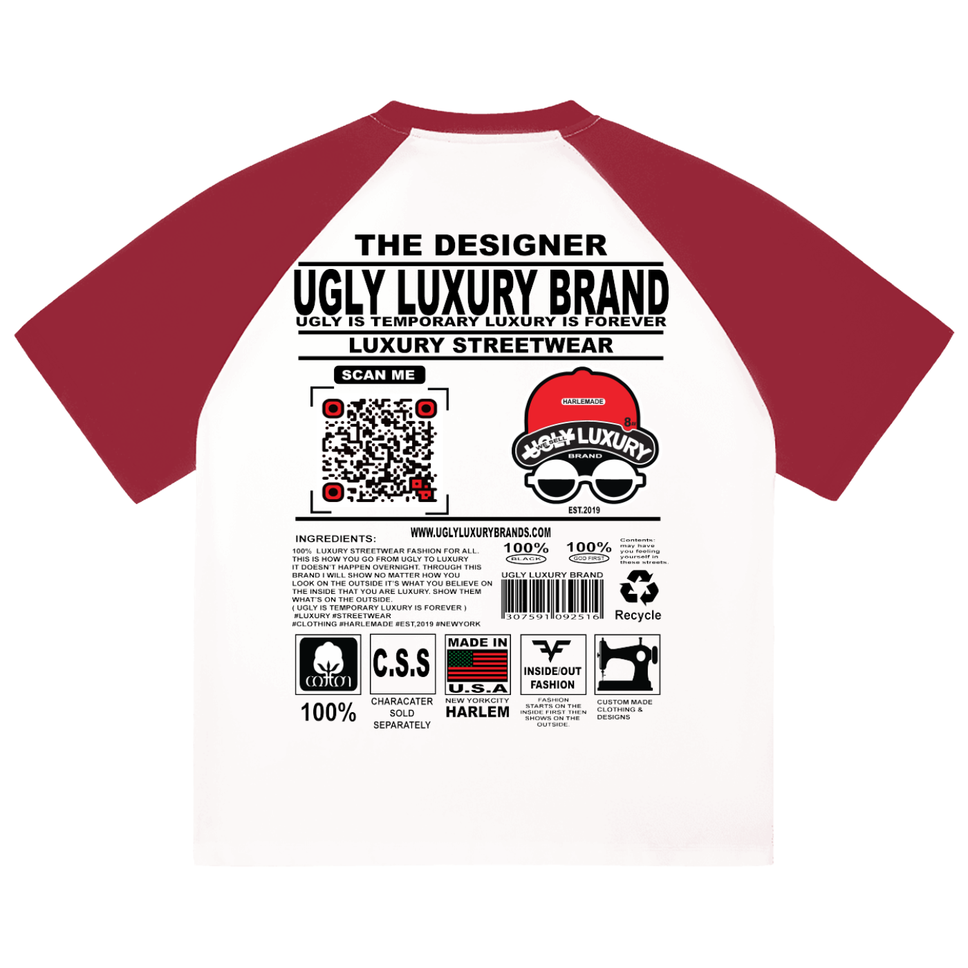 UGLY BASEBALL Color-Blocked Raglan Sleeve T-shirt