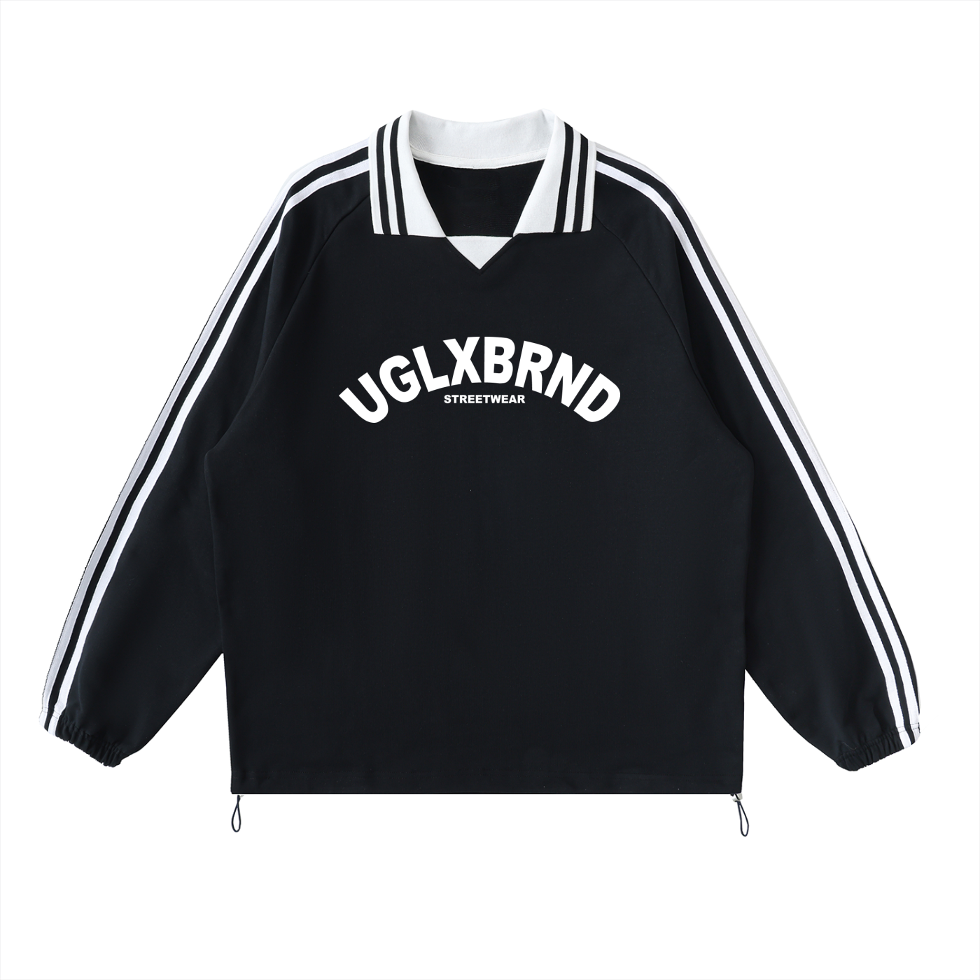 UGLXBRND Contrast Striped Lapel Collar Sweatshirt