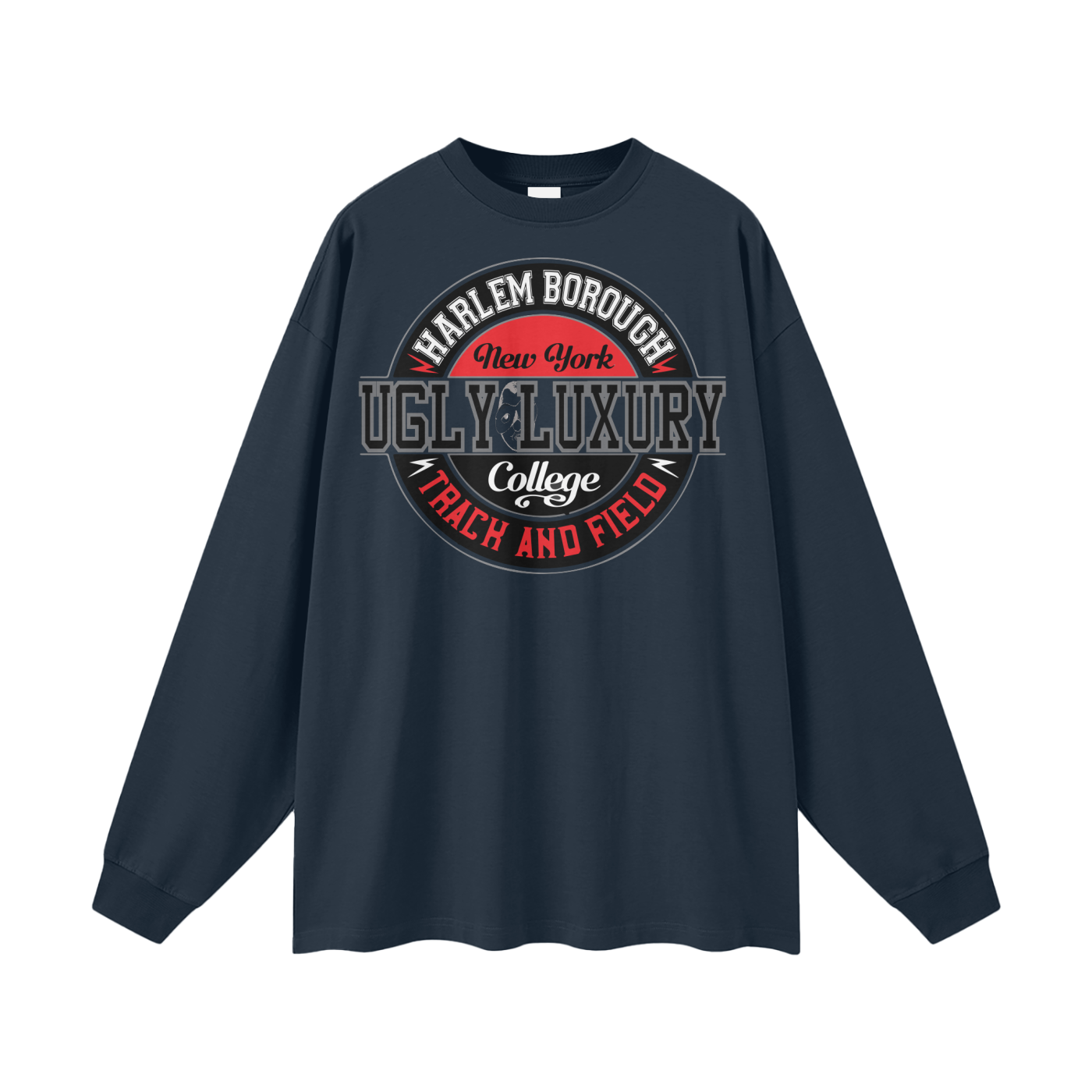 UGLY HARLEM B. Streetwear Unisex 305G FOG 100% Cotton Long Sleeve Tee