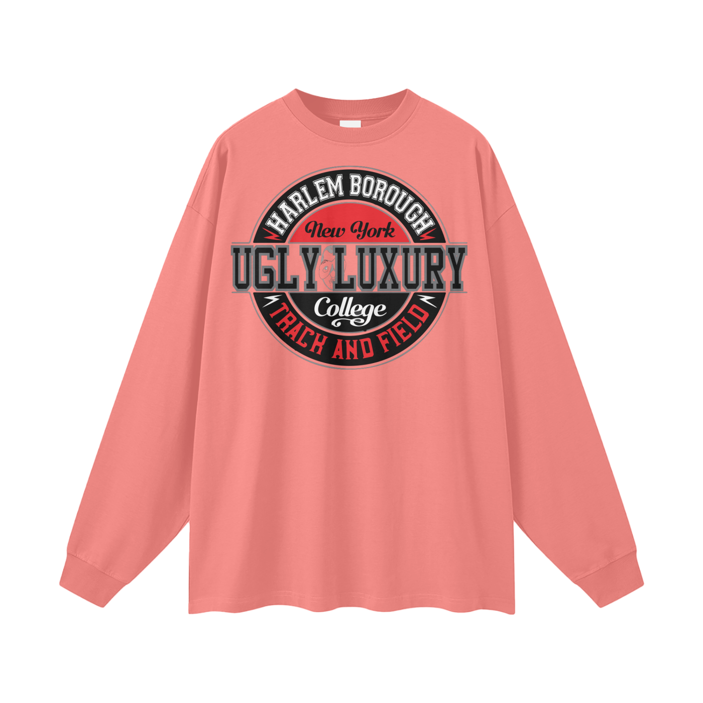 UGLY HARLEM B. Streetwear Unisex 305G FOG 100% Cotton Long Sleeve Tee