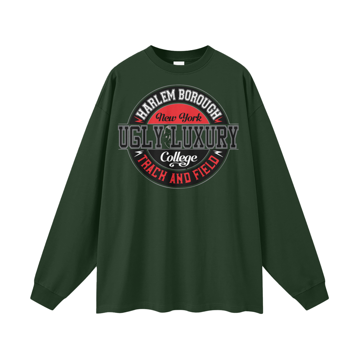 UGLY HARLEM B. Streetwear Unisex 305G FOG 100% Cotton Long Sleeve Tee