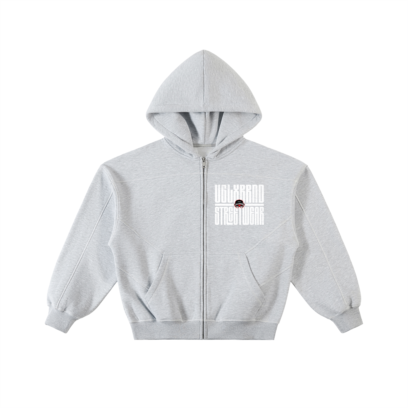 BLACK LUXURY Contrast-Stitched Boxy Fleece Hoodie