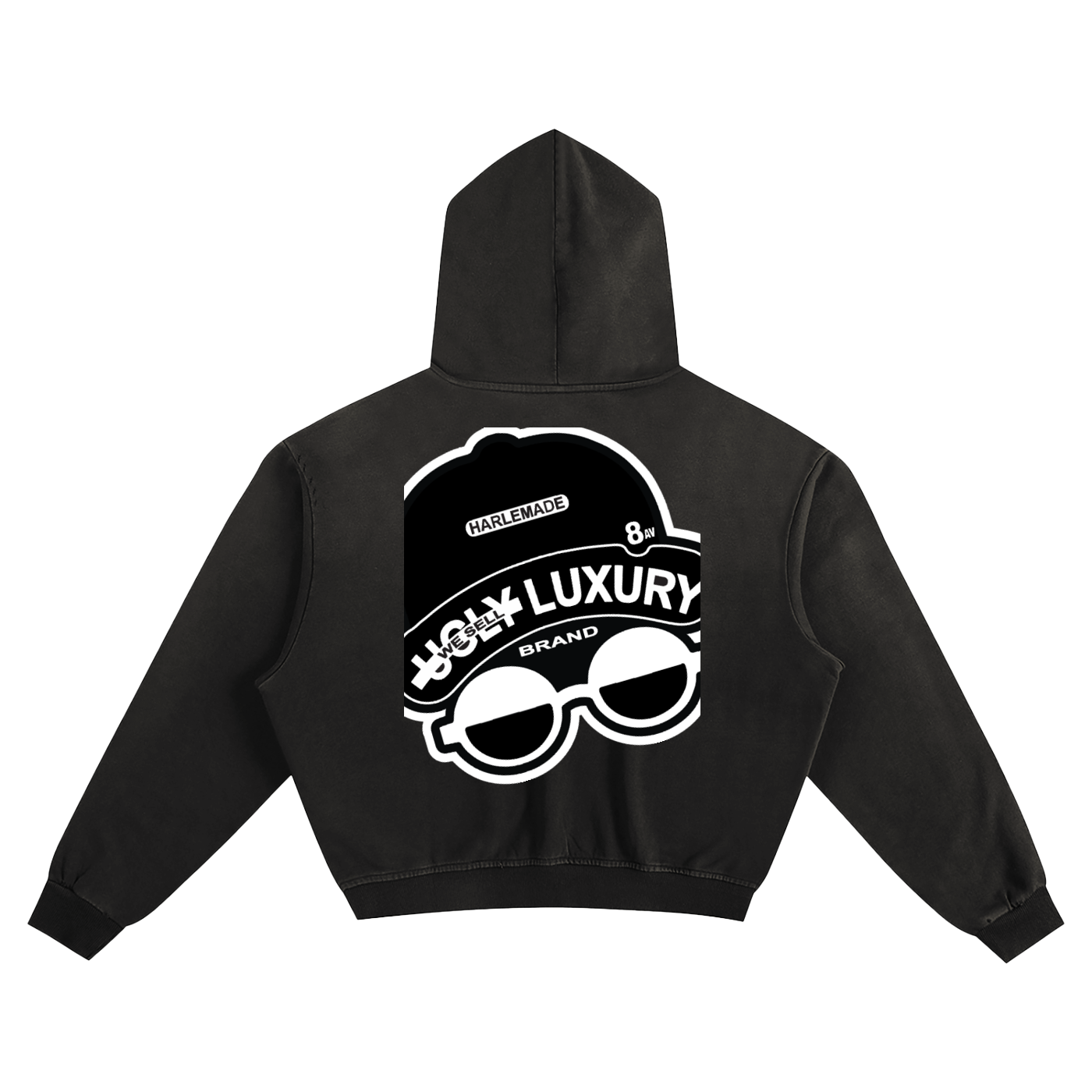 UGLY LUXURY BRAND BLK LOGO Sunfade Boxy Hoodie