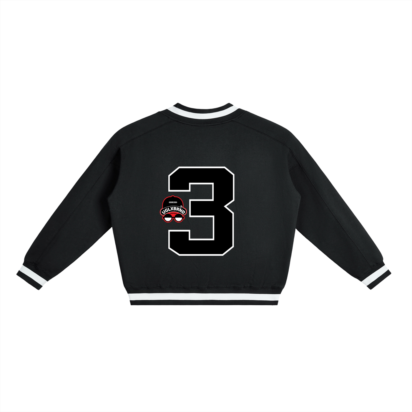 UGLXBRND V-Neck Contrast Collar Boxy Sweatshirt