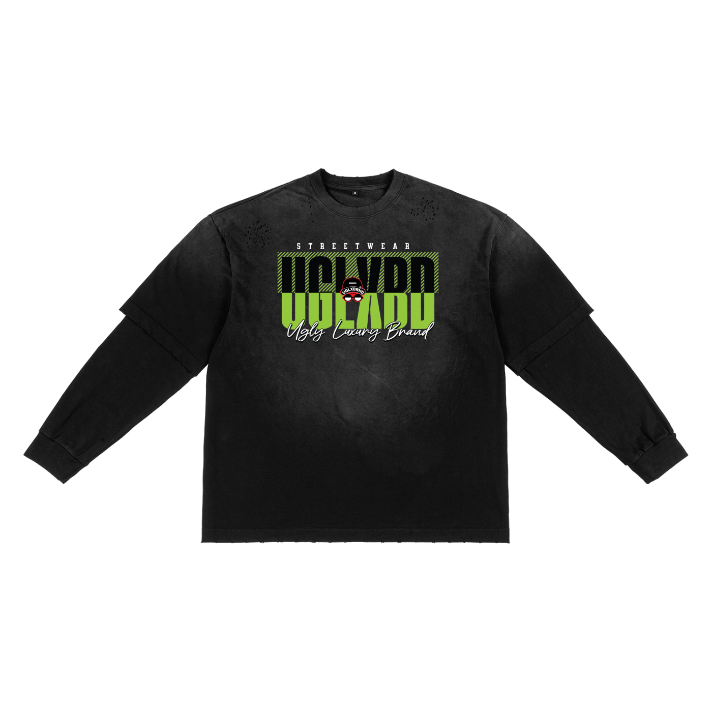 green uglxbd Sunfade Hand-Frayed Faux Two-Piece T-Shirt