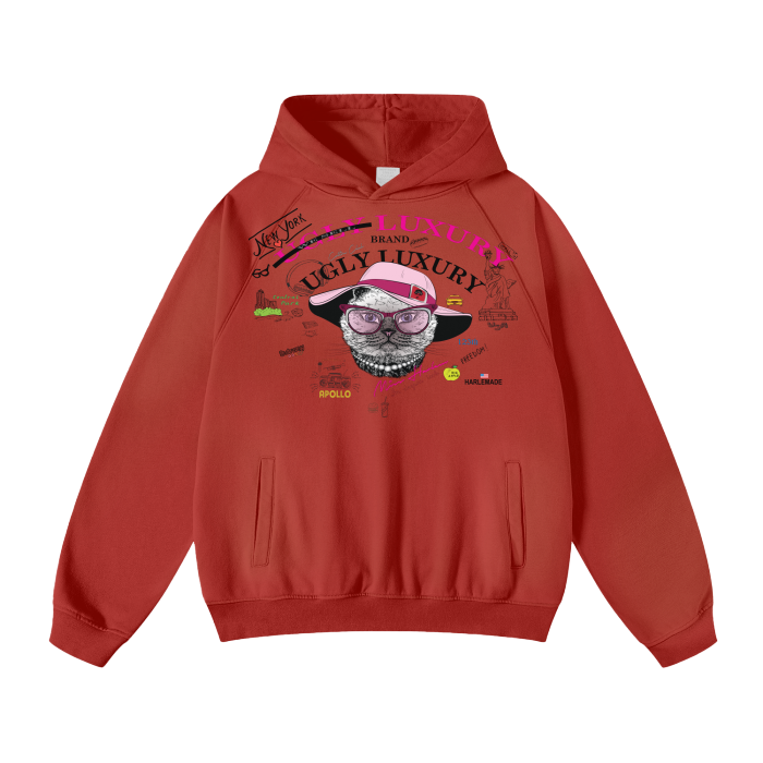 (Rust&Chocolate)Streetwear Unisex Heavyweight 445G Ombre Washed Effect ...