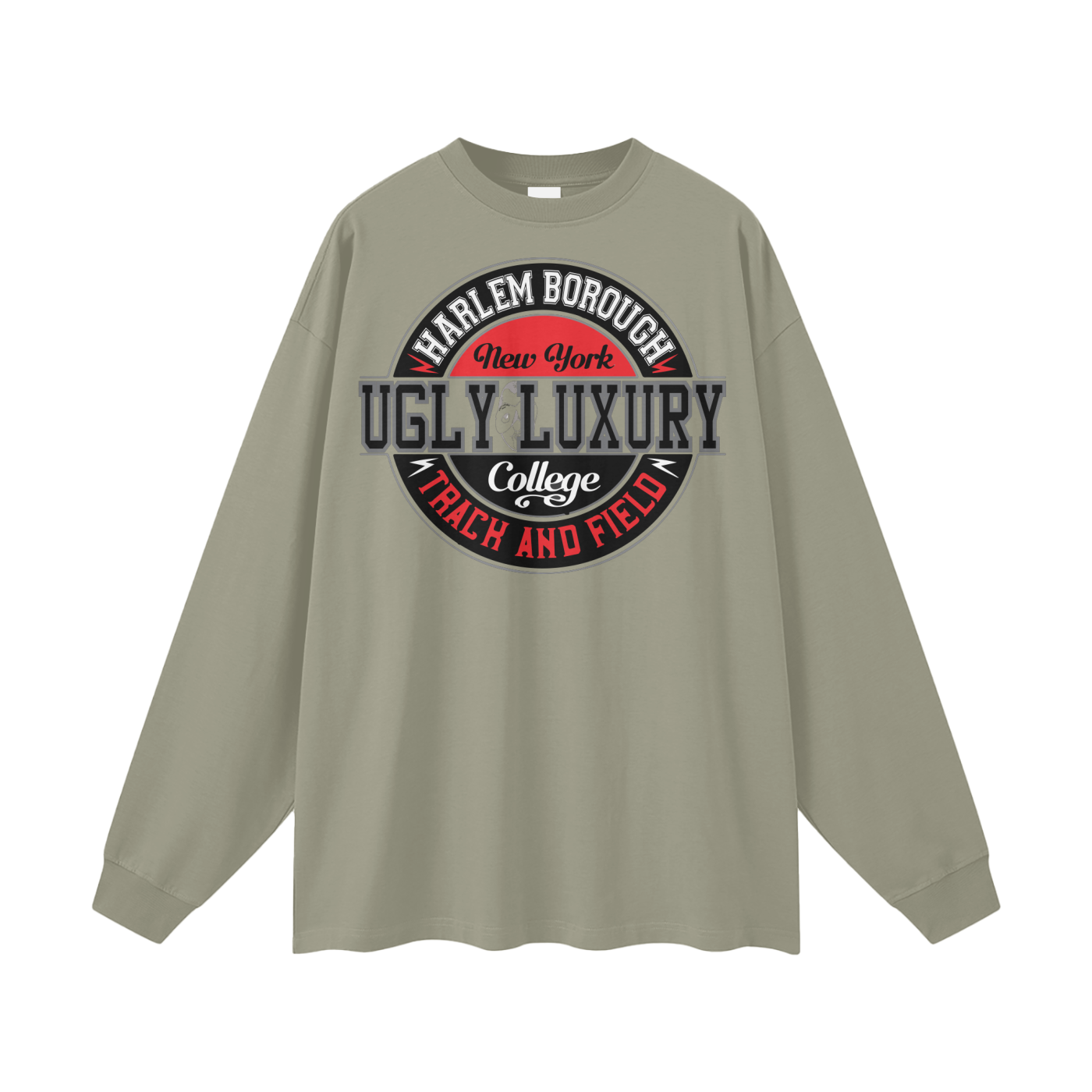 UGLY HARLEM B. Streetwear Unisex 305G FOG 100% Cotton Long Sleeve Tee