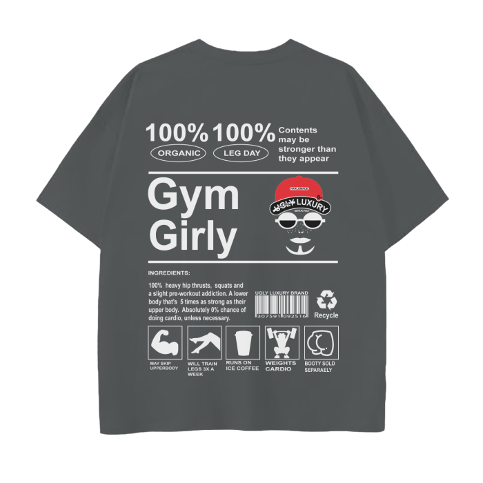 GYM GIRLY BLACK Drop Shoulder T-Shirt - 250 GSM