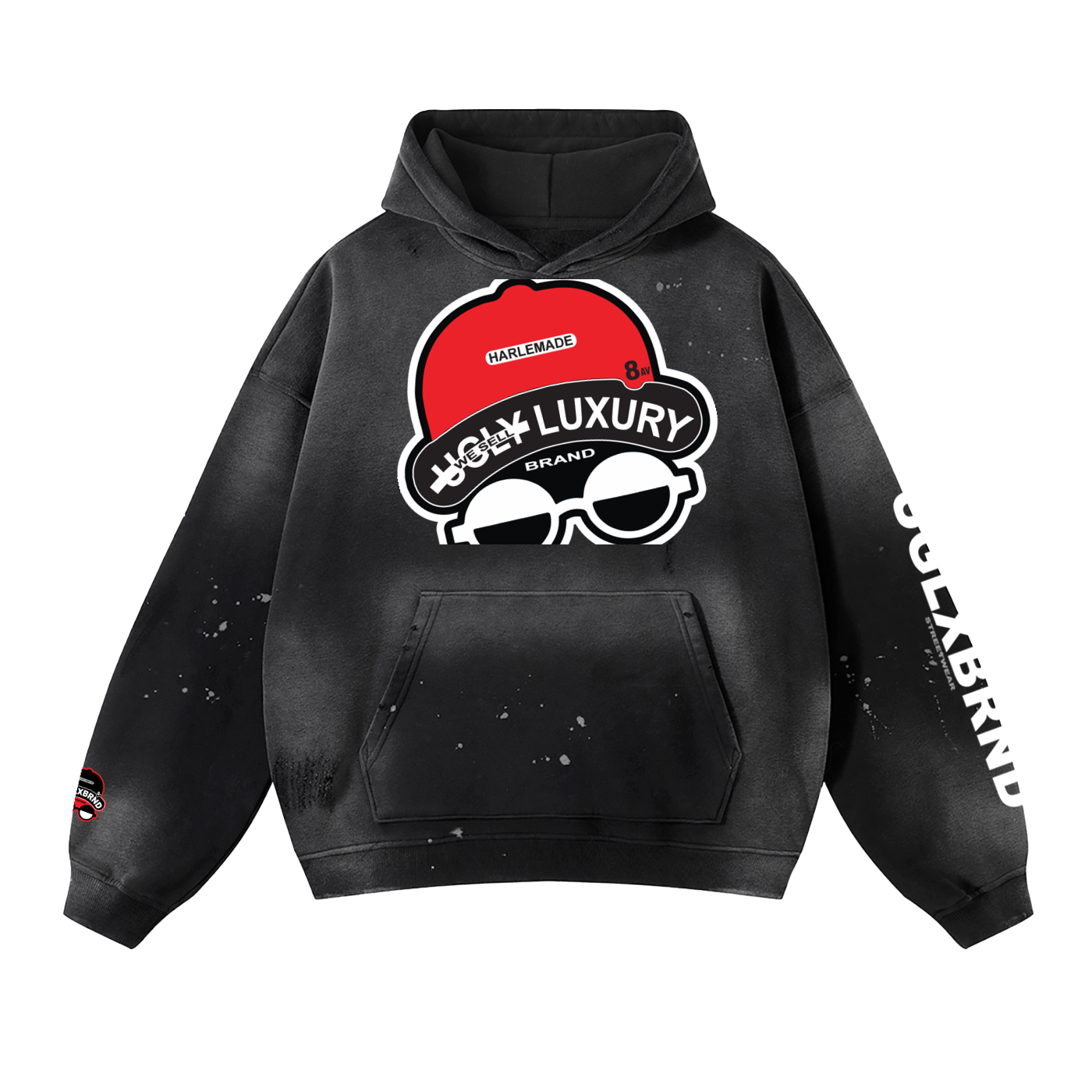 HARLEMADE APPLE Vintage Washed Frayed Fleece Hoodie