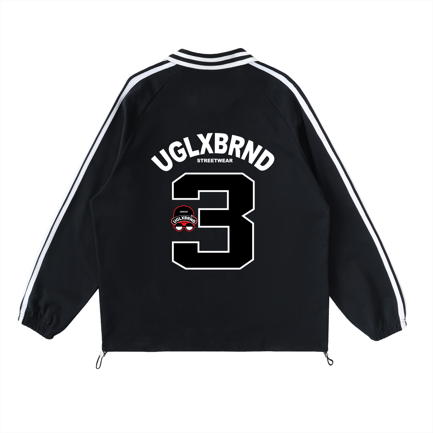 UGLXBRND&CO. Contrast Striped Lapel Collar Sweatshirt