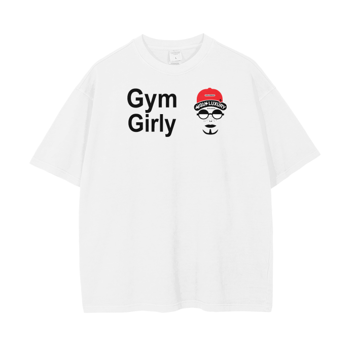 GYM GIRLY WHITE Vintage Wash Drop Shoulder T-Shirt - 250 GSM