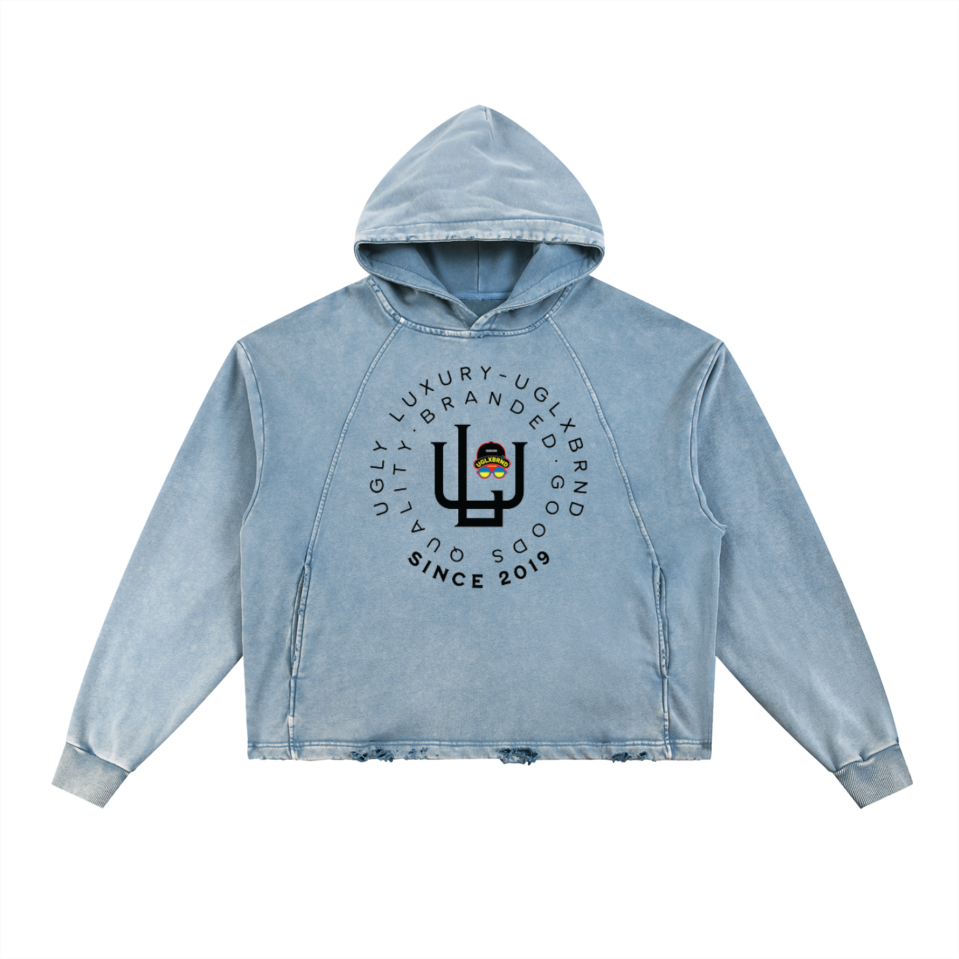 ULB Vintage Washed Frayed-Hem Hoodie