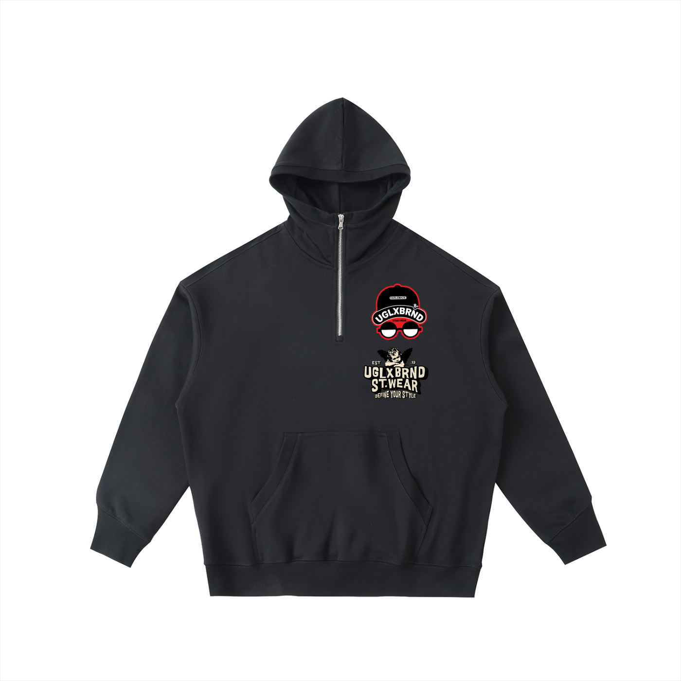 Angel in Harlem Big Hood Half-Zip Fleece Hoodie