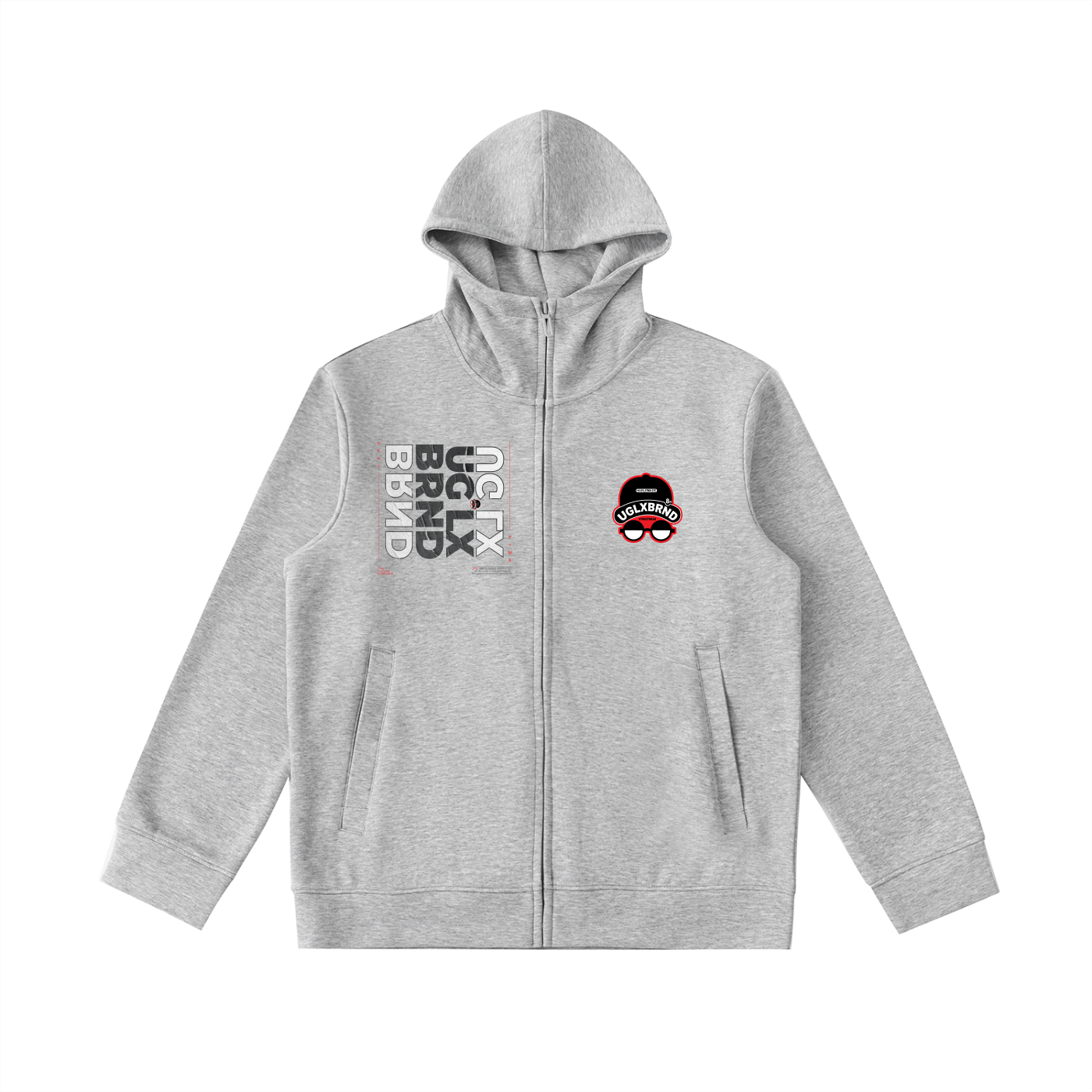 2FACE UGLX BRND Essential Heavyweight High Neck  Zip-Up Hoodie