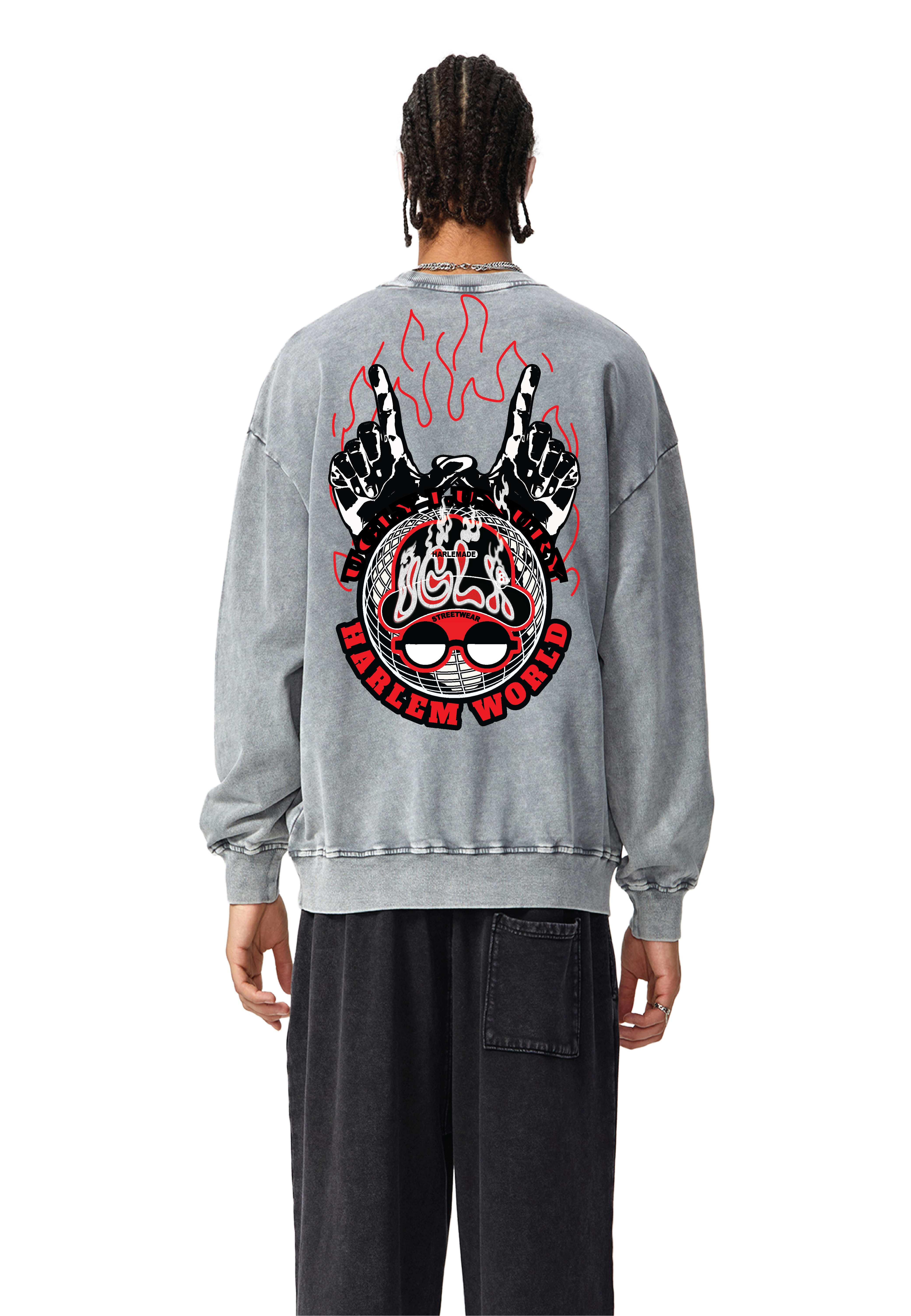 HAELEM WORLD UGLX Snow Washed Oversized Sweatshirt