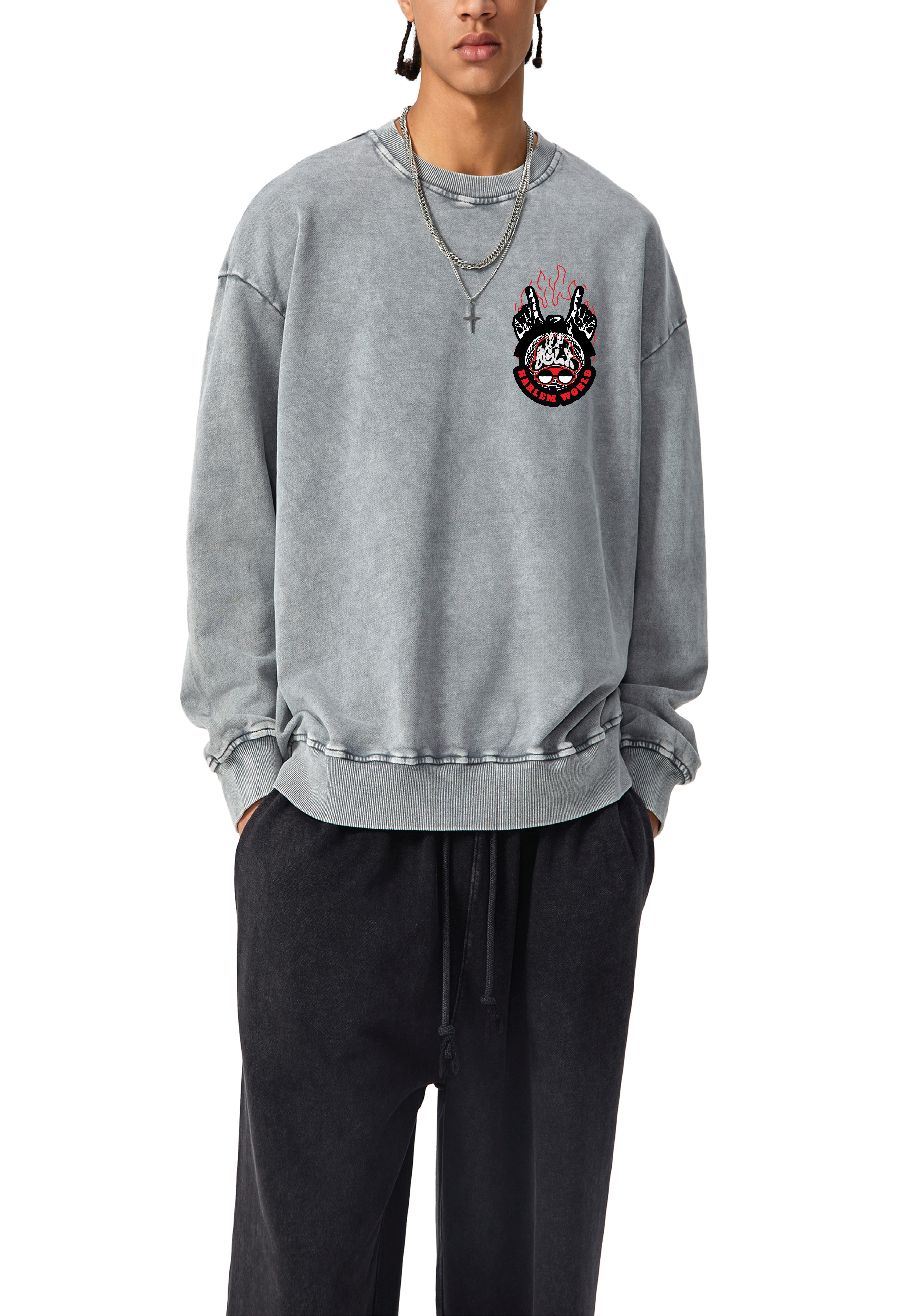 HAELEM WORLD UGLX Snow Washed Oversized Sweatshirt
