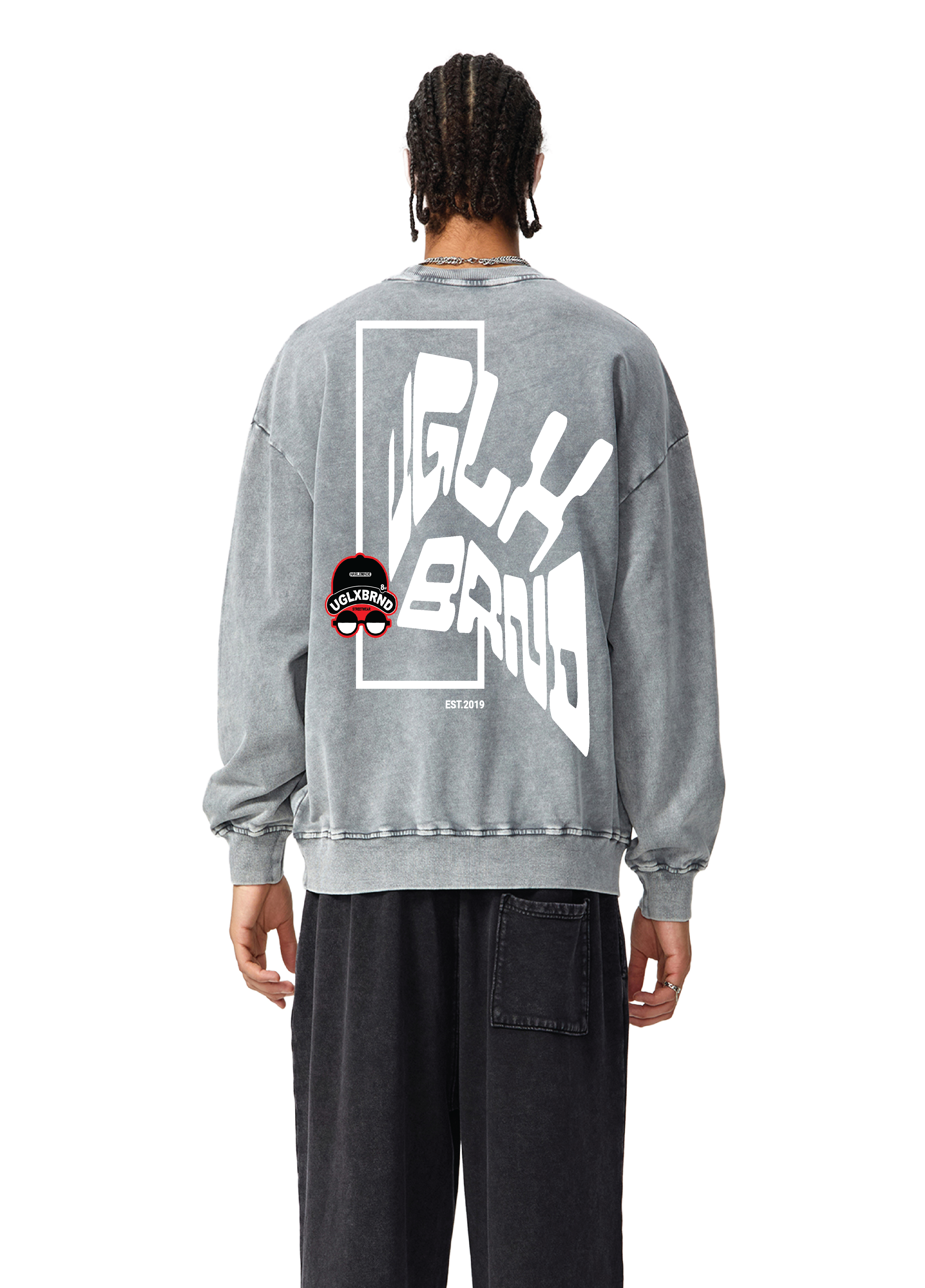 UGLXBRND EST.2019 Snow Washed Oversized Sweatshirt