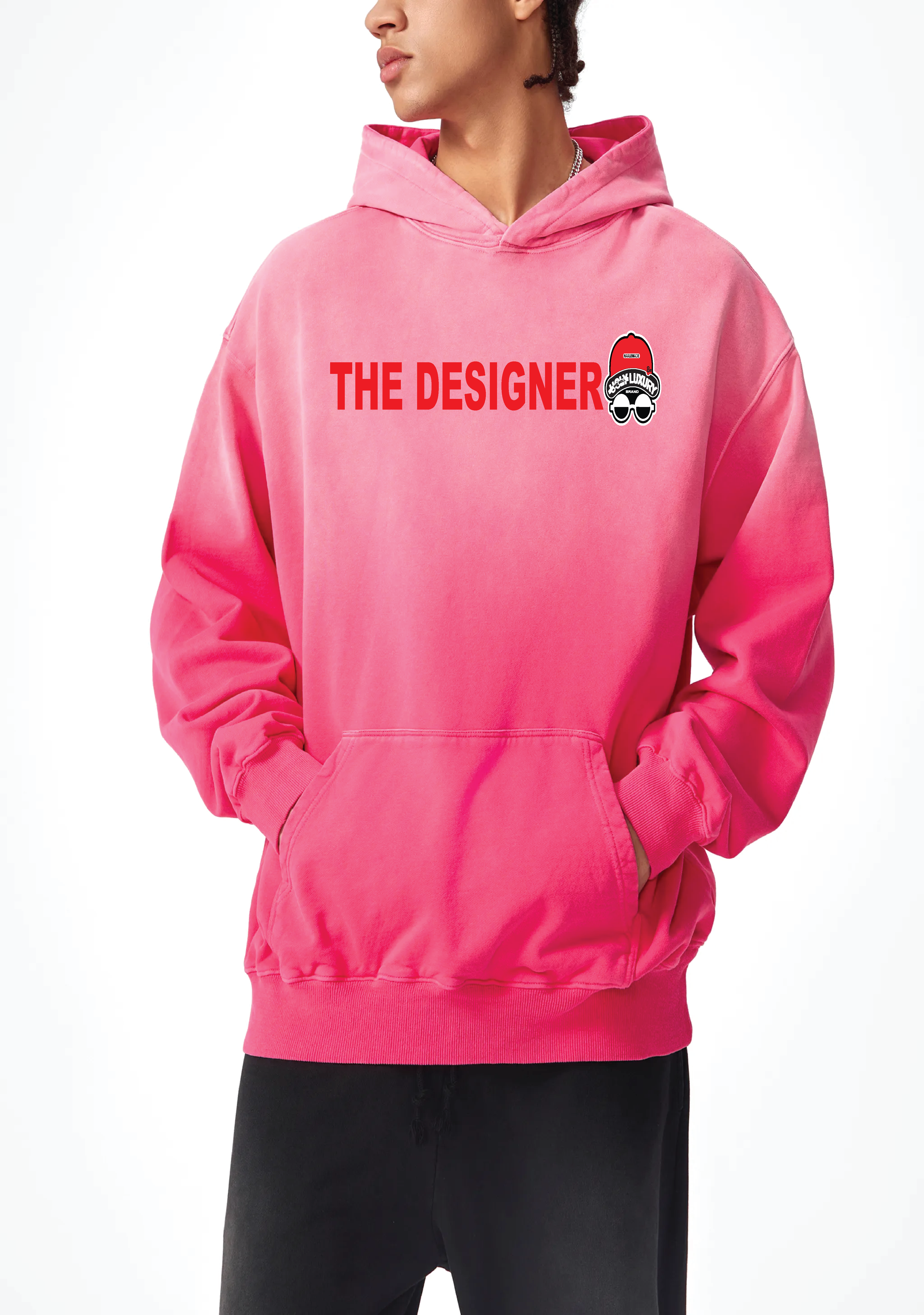 the designer Heavyweight Pure Cotton Handcrafted Monkey Wash Drop Shoulder Oversized Hoodie