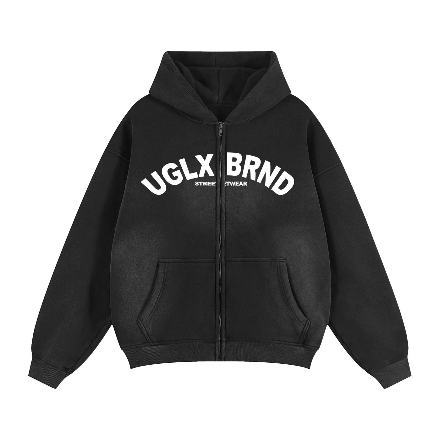 UGLXBRND Sunfade Two-way Zipper Boxy Fleece Hoodie