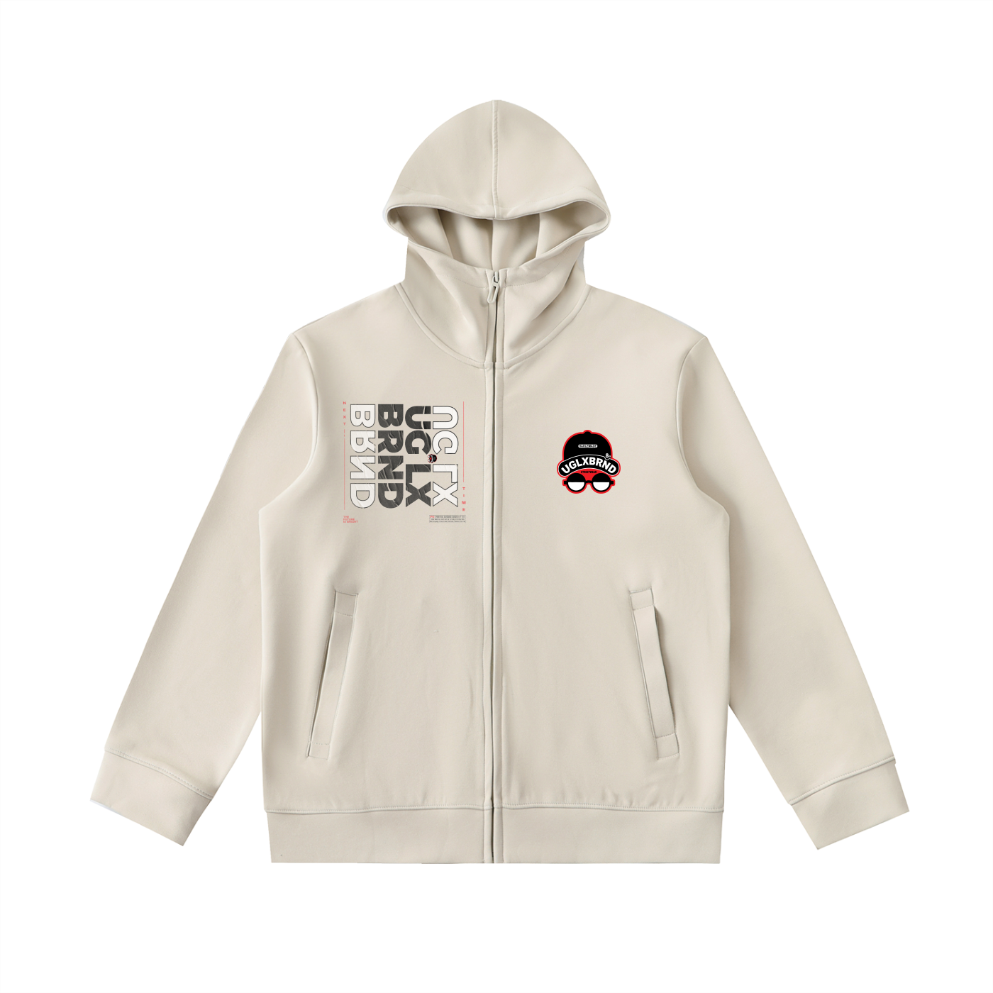 2FACE UGLX BRND Essential Heavyweight High Neck  Zip-Up Hoodie