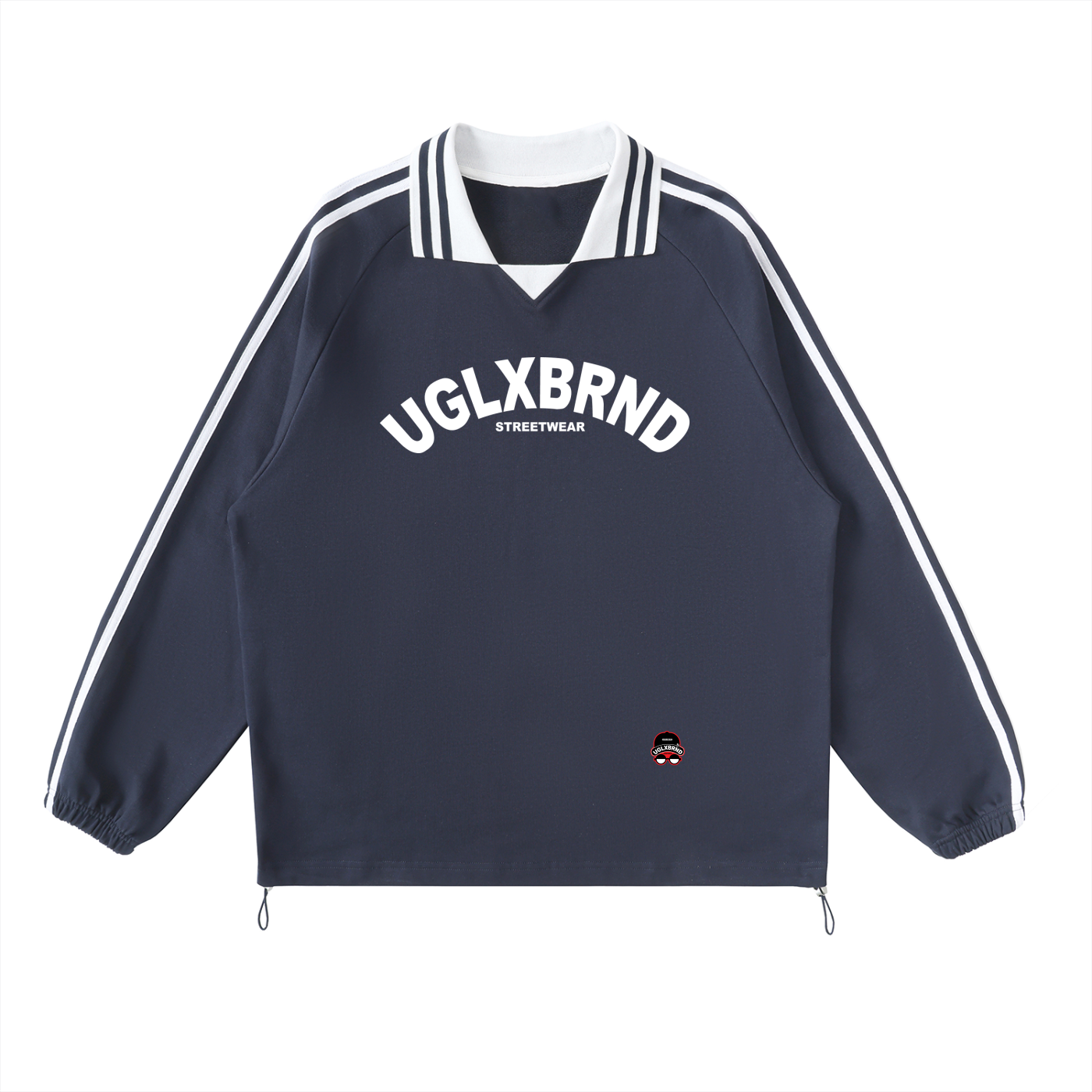 UGLXBRND Contrast Striped Lapel Collar Sweatshirt
