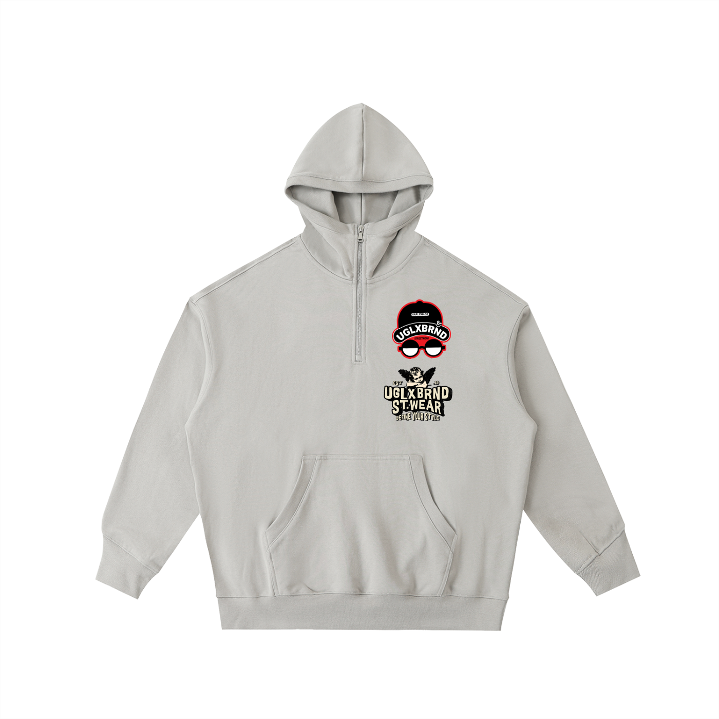 Angel in Harlem Big Hood Half-Zip Fleece Hoodie