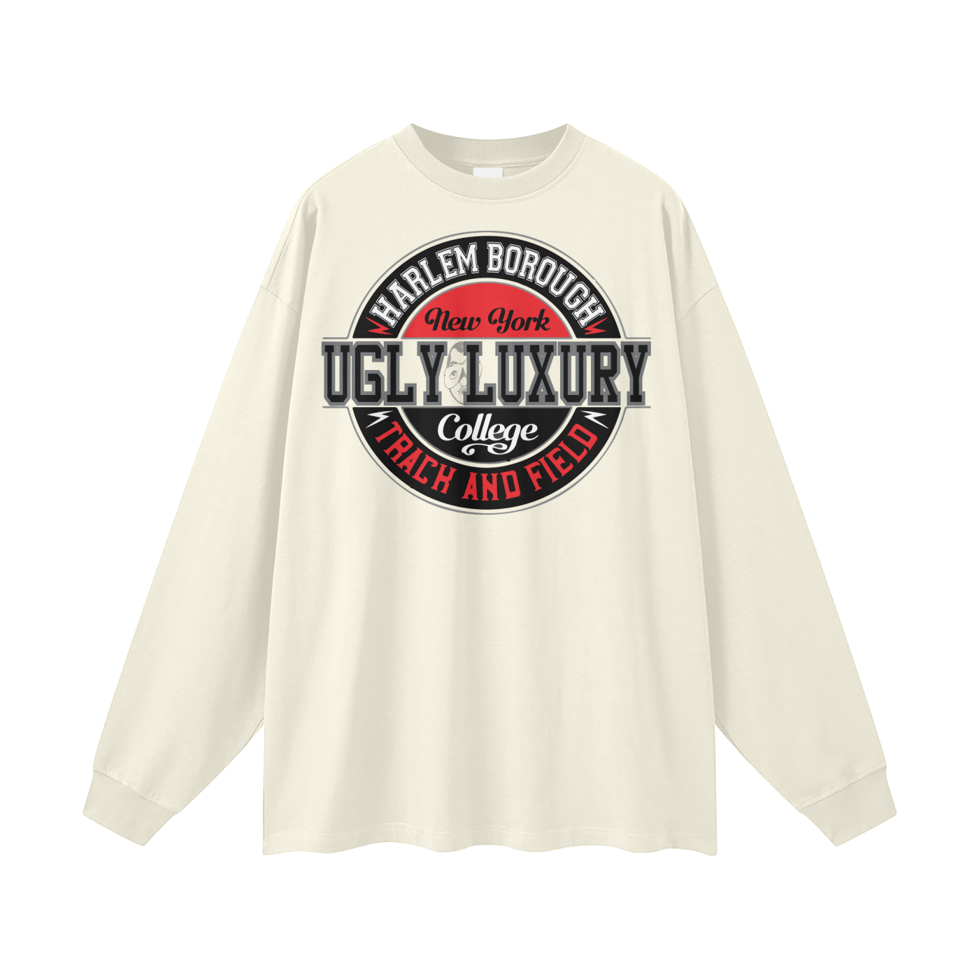UGLY HARLEM B. Streetwear Unisex 305G FOG 100% Cotton Long Sleeve Tee