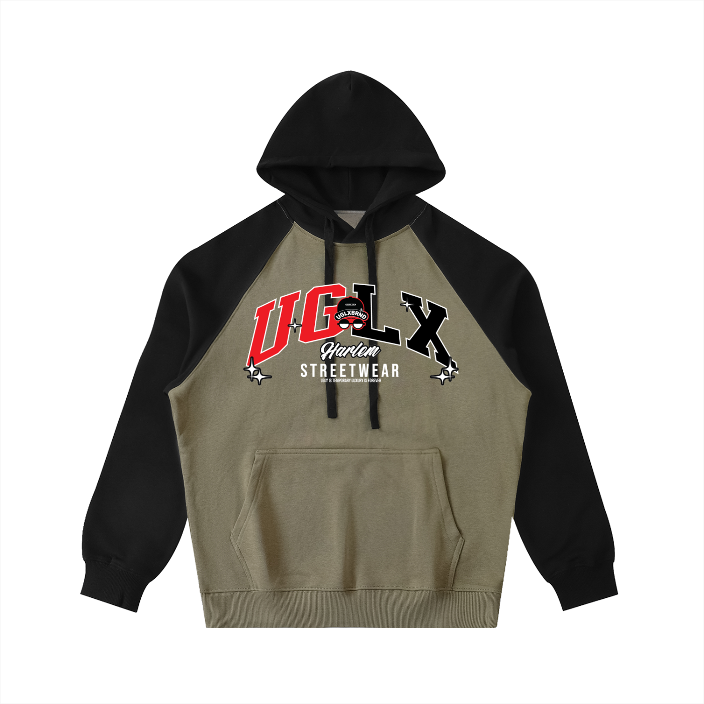 HARLEM UGLX BR Color-Block Raglan Sleeve Hoodie