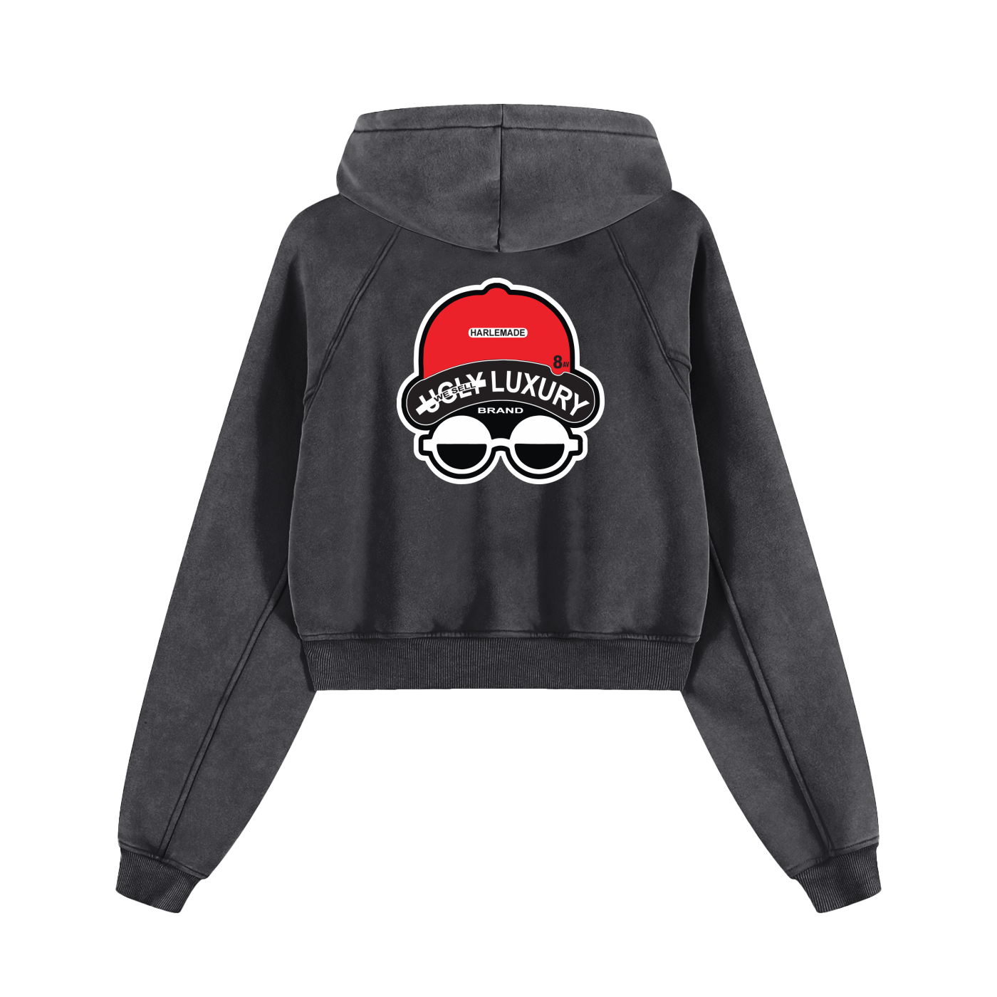 LADY UGLY LUXURY BRAND Snow Washed Cropped Hoodie
