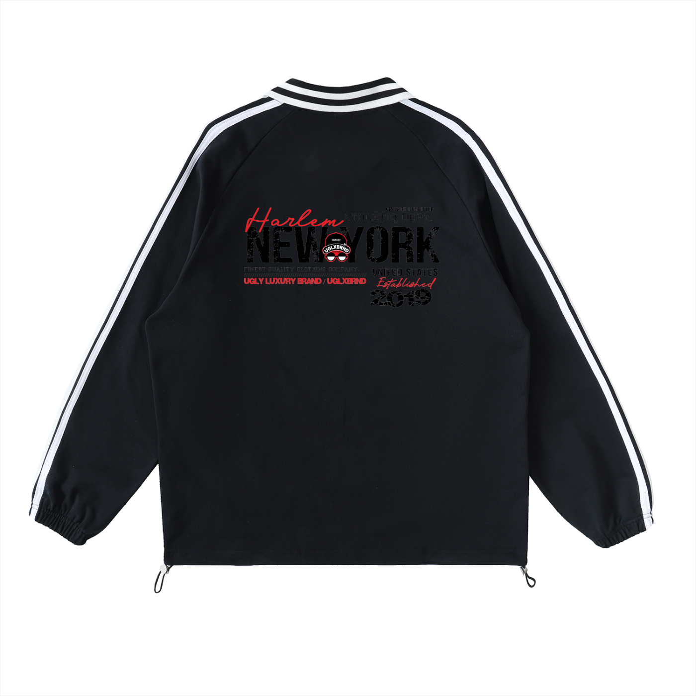 UGLXBRND Contrast Striped Lapel Collar Sweatshirt