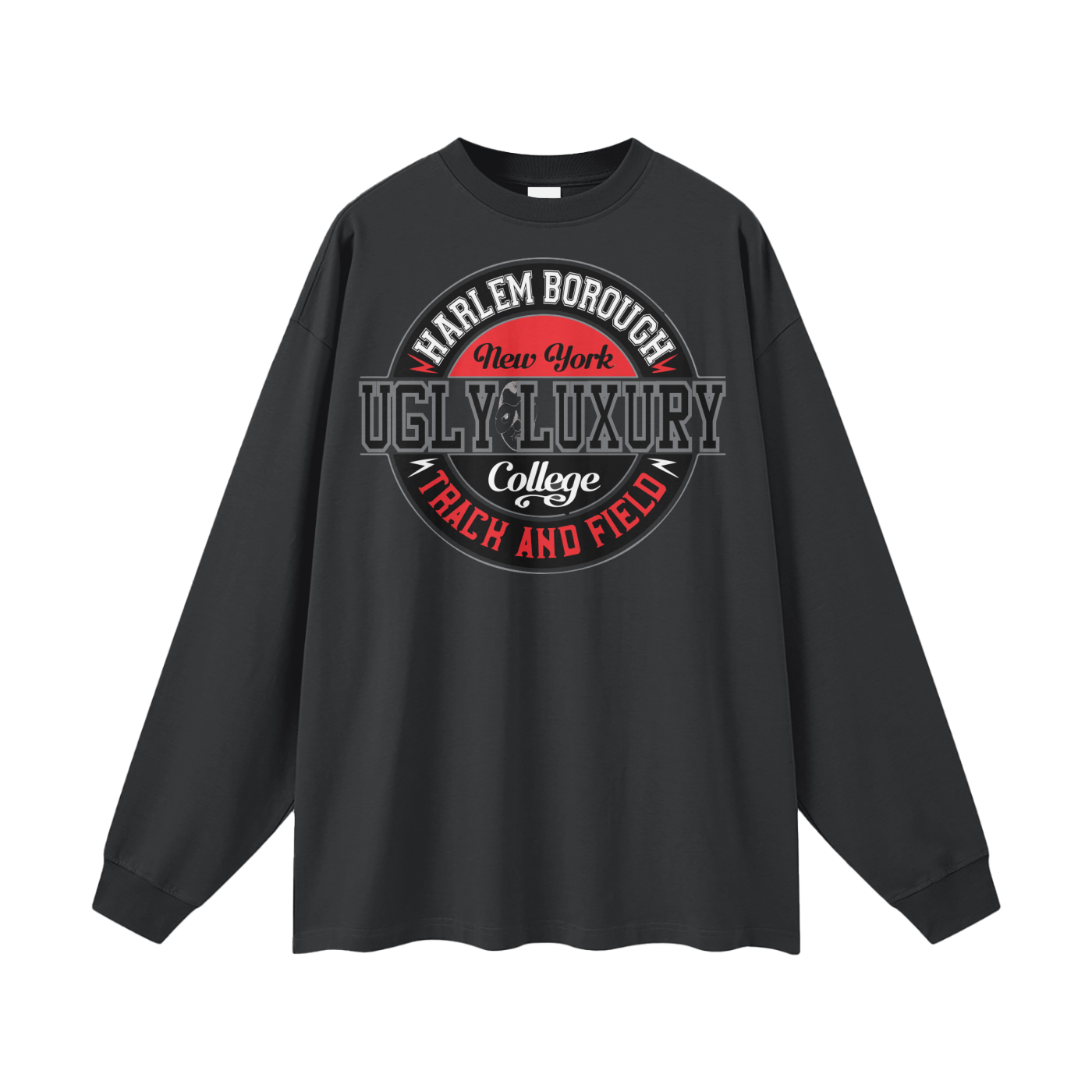 UGLY HARLEM B. Streetwear Unisex 305G FOG 100% Cotton Long Sleeve Tee