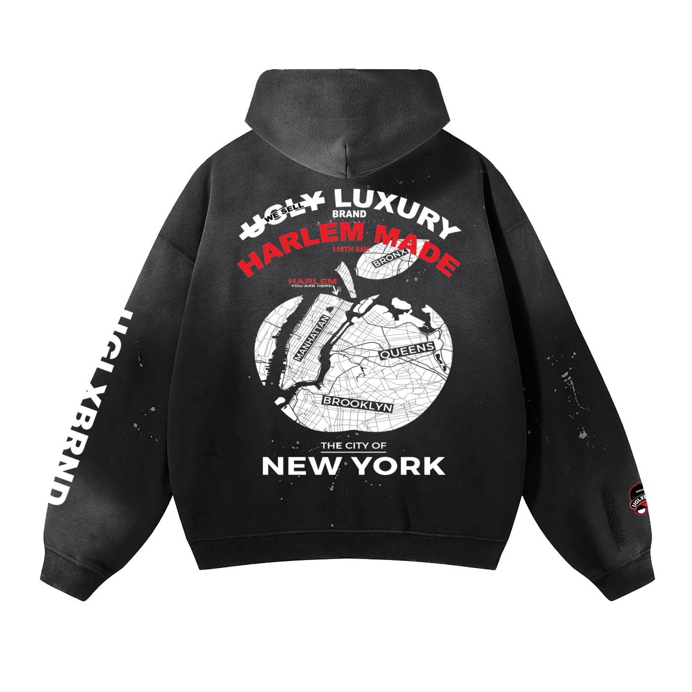 HARLEMADE APPLE Vintage Washed Frayed Fleece Hoodie