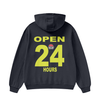 OPEN 24 HORS. High Neck Insulated FOG Solid Color Fleece Hoodie - 385 GSM