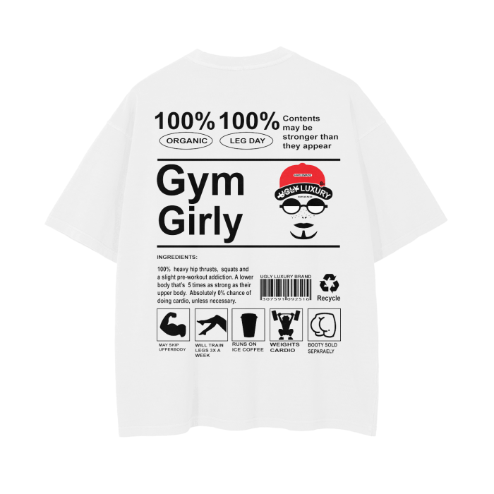 GYM GIRLY WHITE Vintage Wash Drop Shoulder T-Shirt - 250 GSM