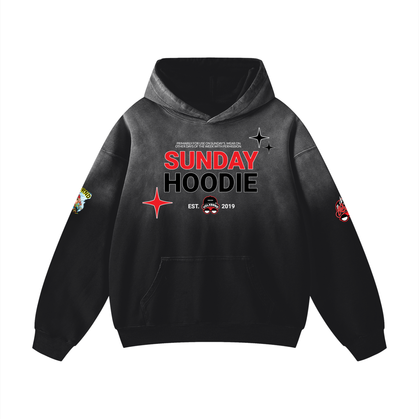 SUNDAY HOODIE UGLX Heavyweight Sunfade Oversized Hoodie