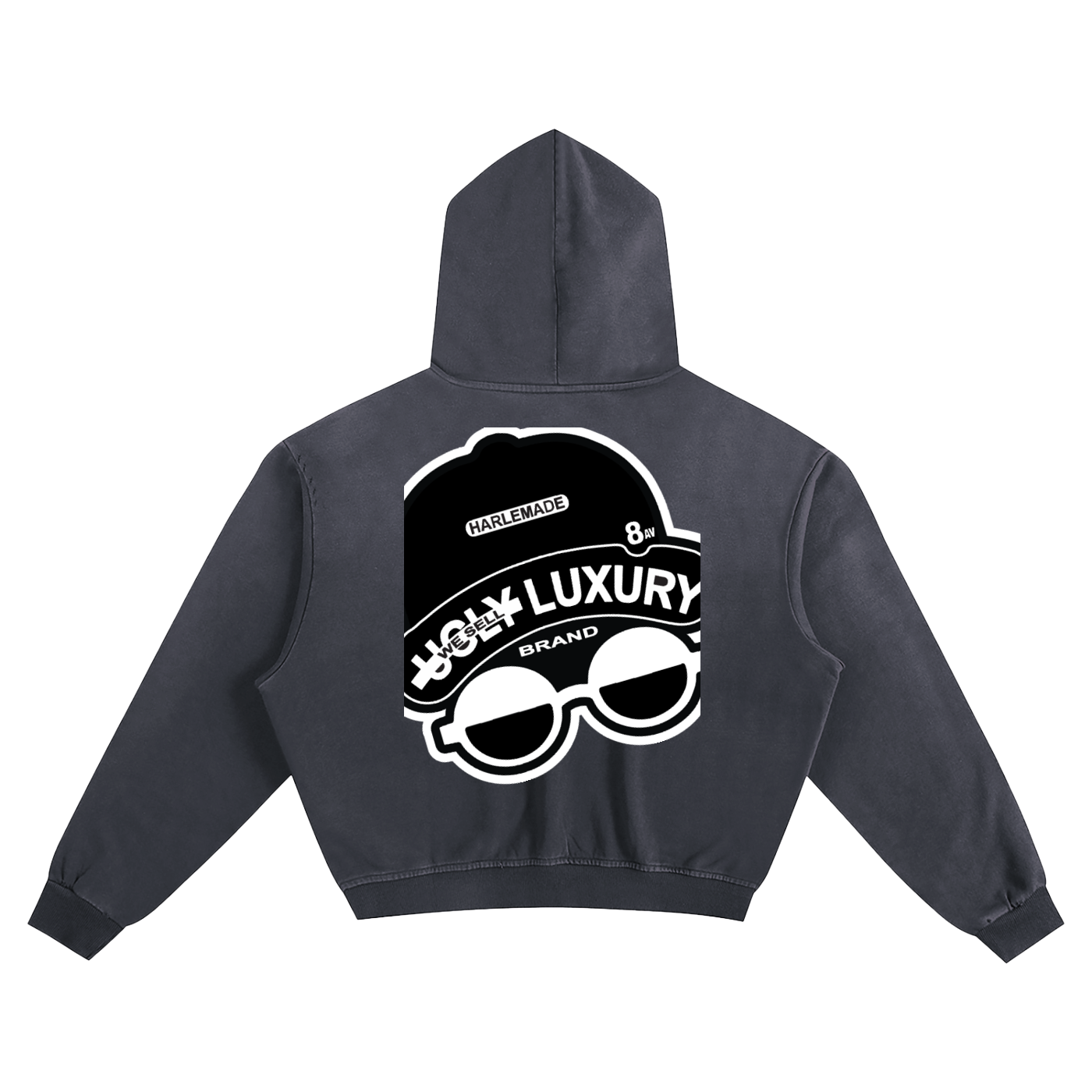 UGLY LUXURY BRAND BLK LOGO Sunfade Boxy Hoodie