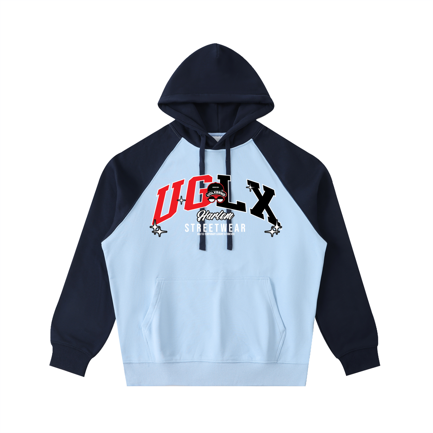 HARLEM UGLX BR Color-Block Raglan Sleeve Hoodie