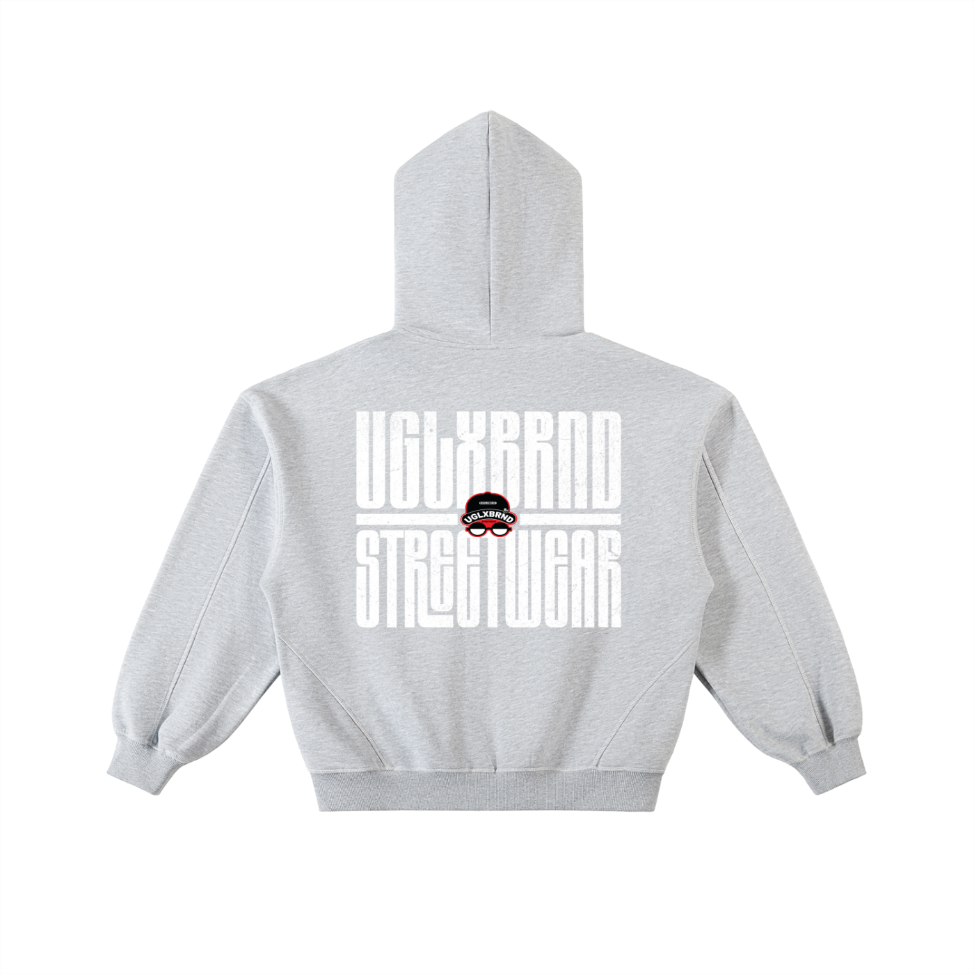 BLACK LUXURY Contrast-Stitched Boxy Fleece Hoodie