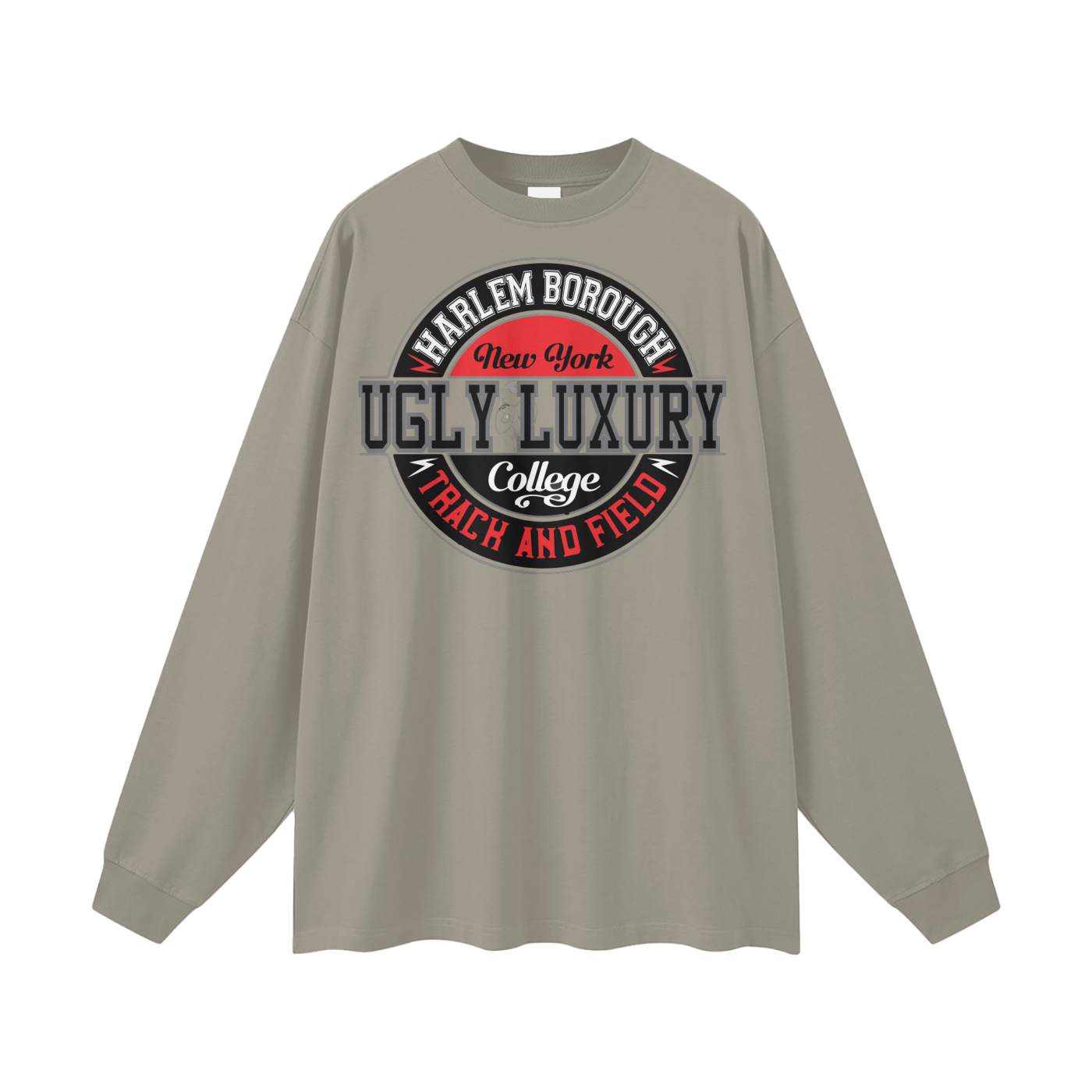 UGLY HARLEM B. Streetwear Unisex 305G FOG 100% Cotton Long Sleeve Tee