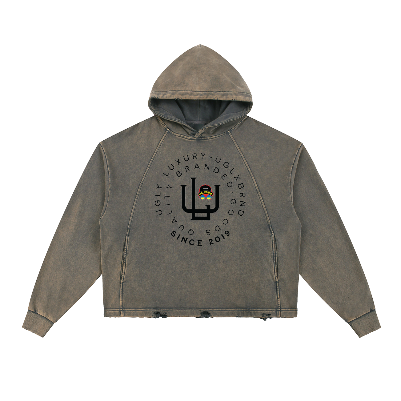 ULB Vintage Washed Frayed-Hem Hoodie