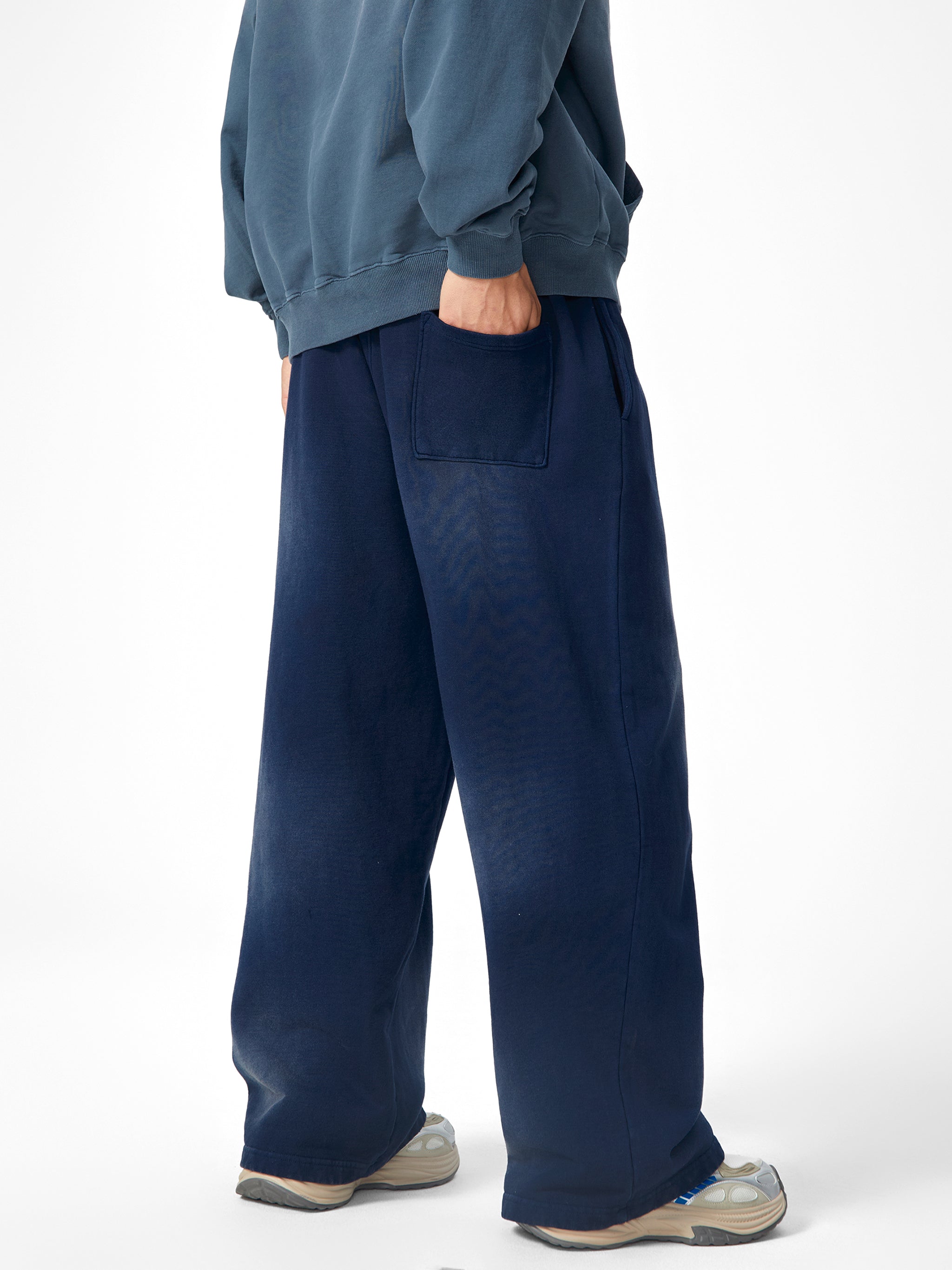 the designer Effortless Athleisure Pure Cotton Handcrafted Monkey Wash Loose fit Sweatpants