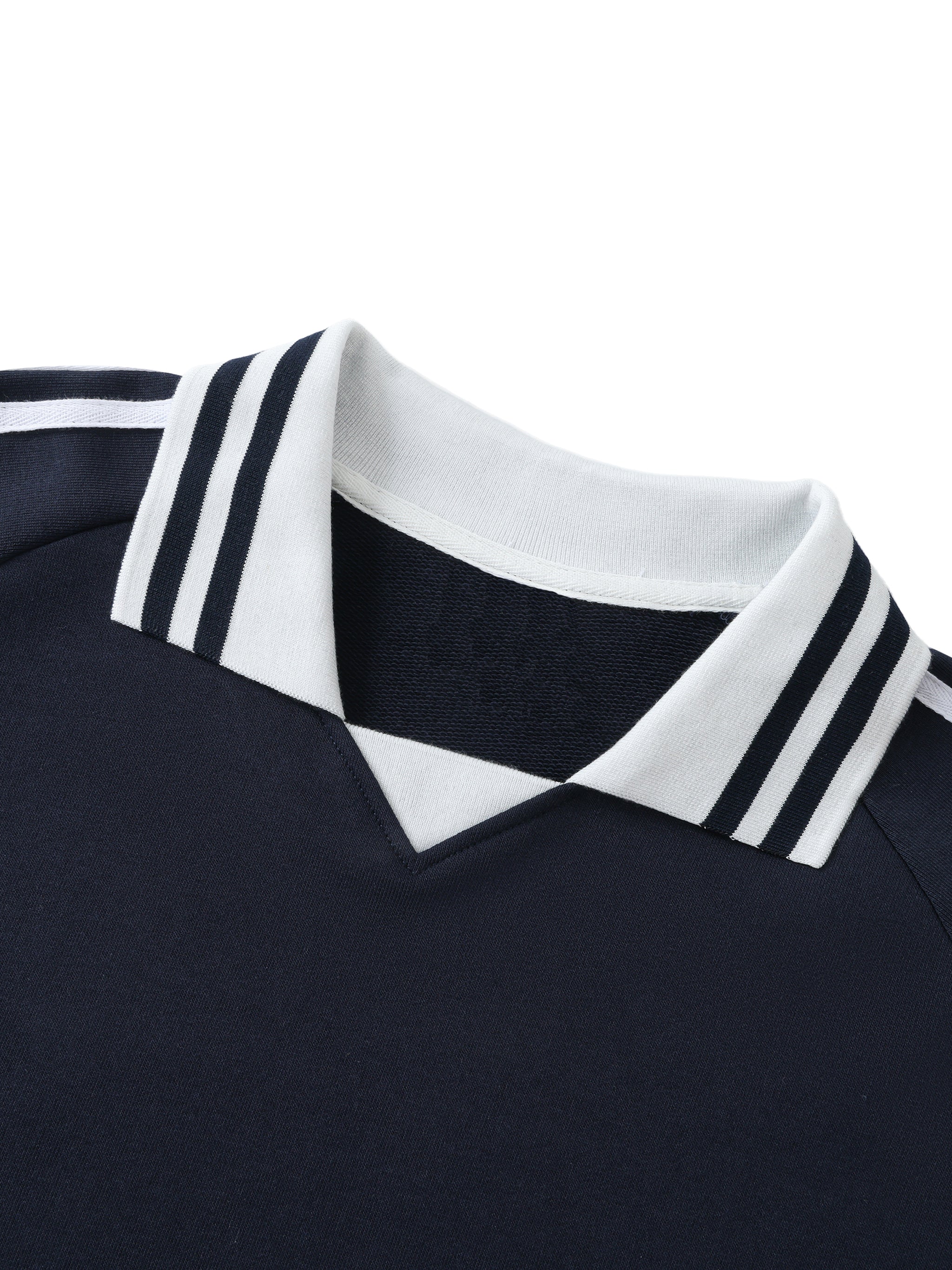 UGLXBRND Contrast Striped Lapel Collar Sweatshirt