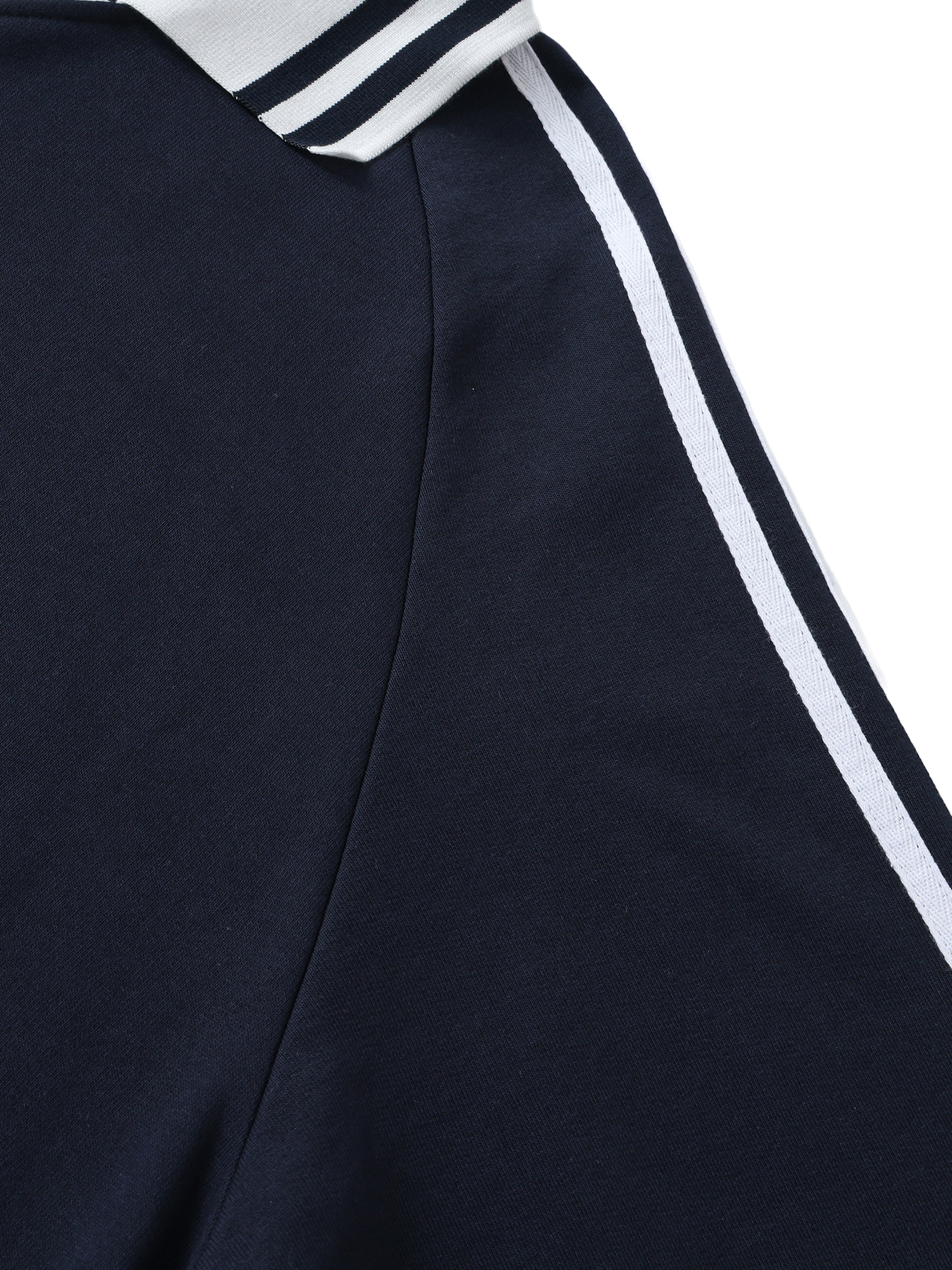 UGLXBRND Contrast Striped Lapel Collar Sweatshirt