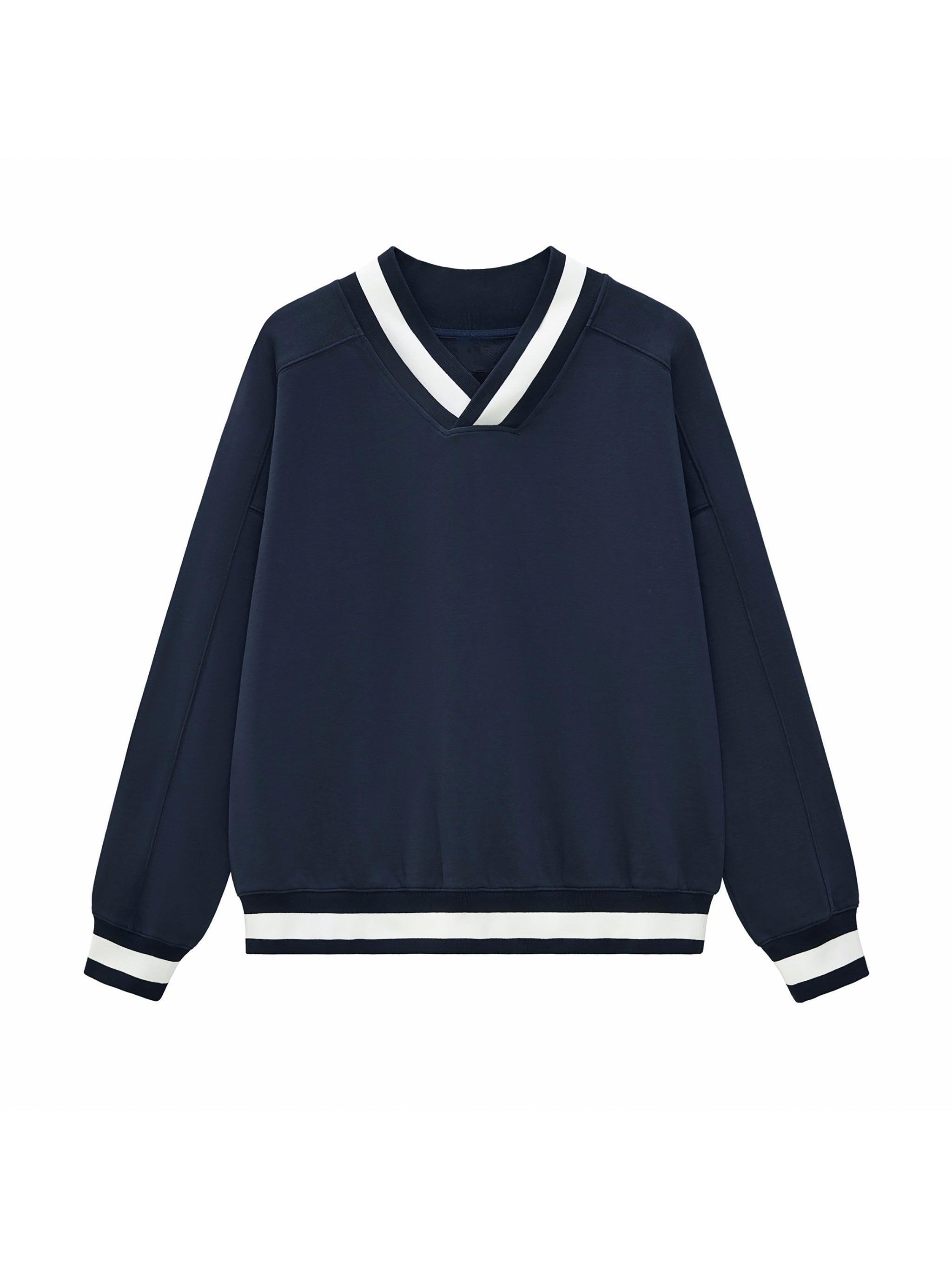 UGLXBRND V-Neck Contrast Collar Boxy Sweatshirt